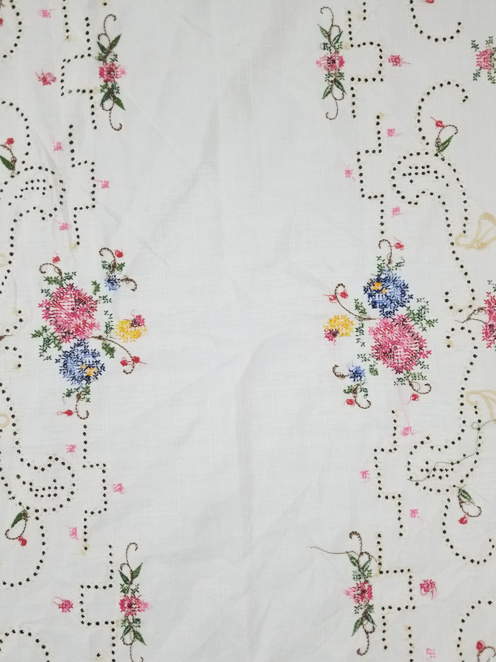 Vintage Beautiful Cross Stitch Hand Embroidered Floral Tablecloth 176x131cm