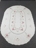 Vintage Cross Stitch Hand Embroidered Floral Scalloped Edges Tablecloth 250x168cm