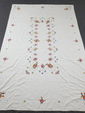 Vintage Beautiful Cross Stitch Hand Embroidered Floral Tablecloth 252x167cm
