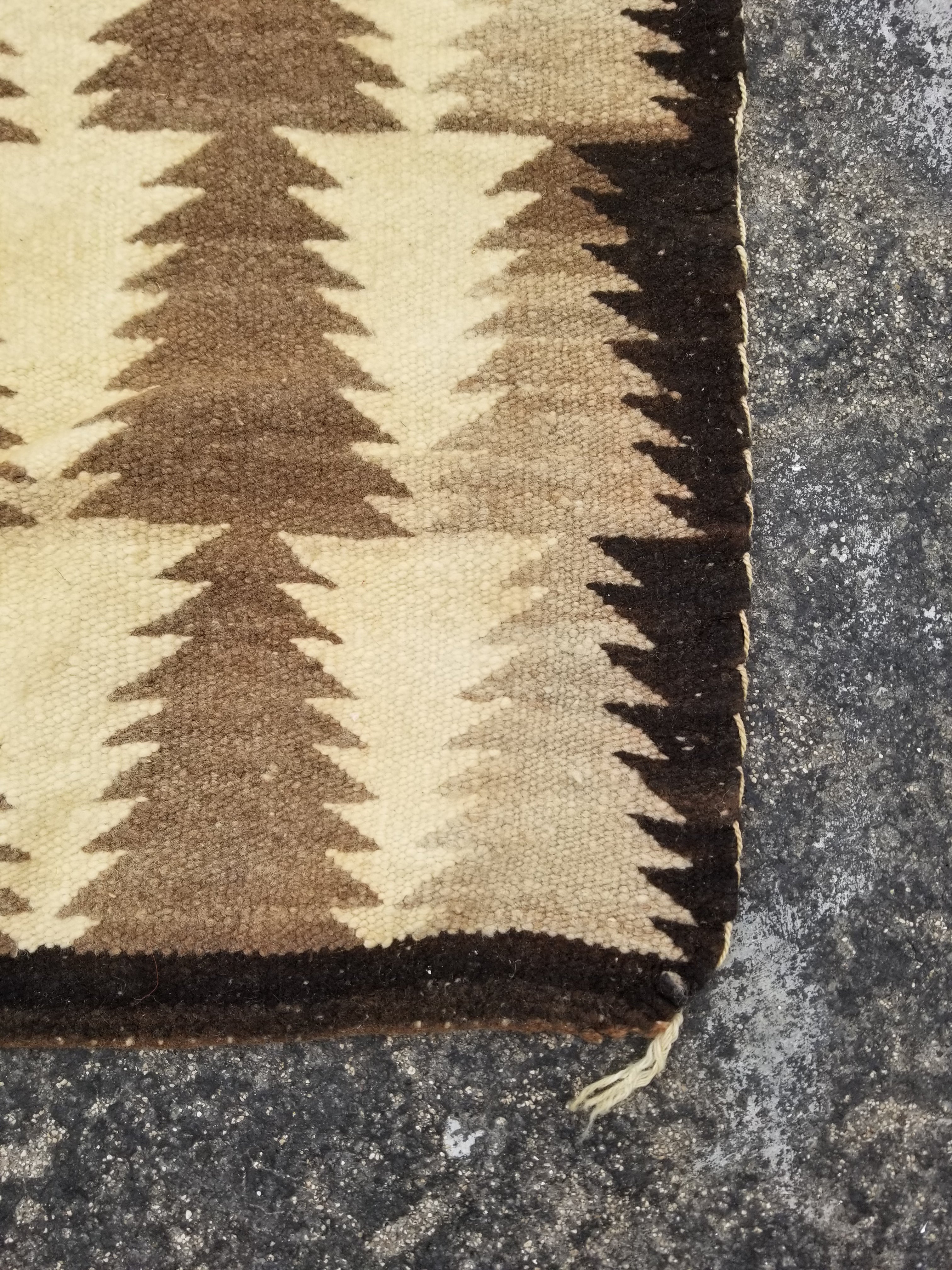 Antique Traditional Navajo Handwoven Native American Wool Rug 48x19in
