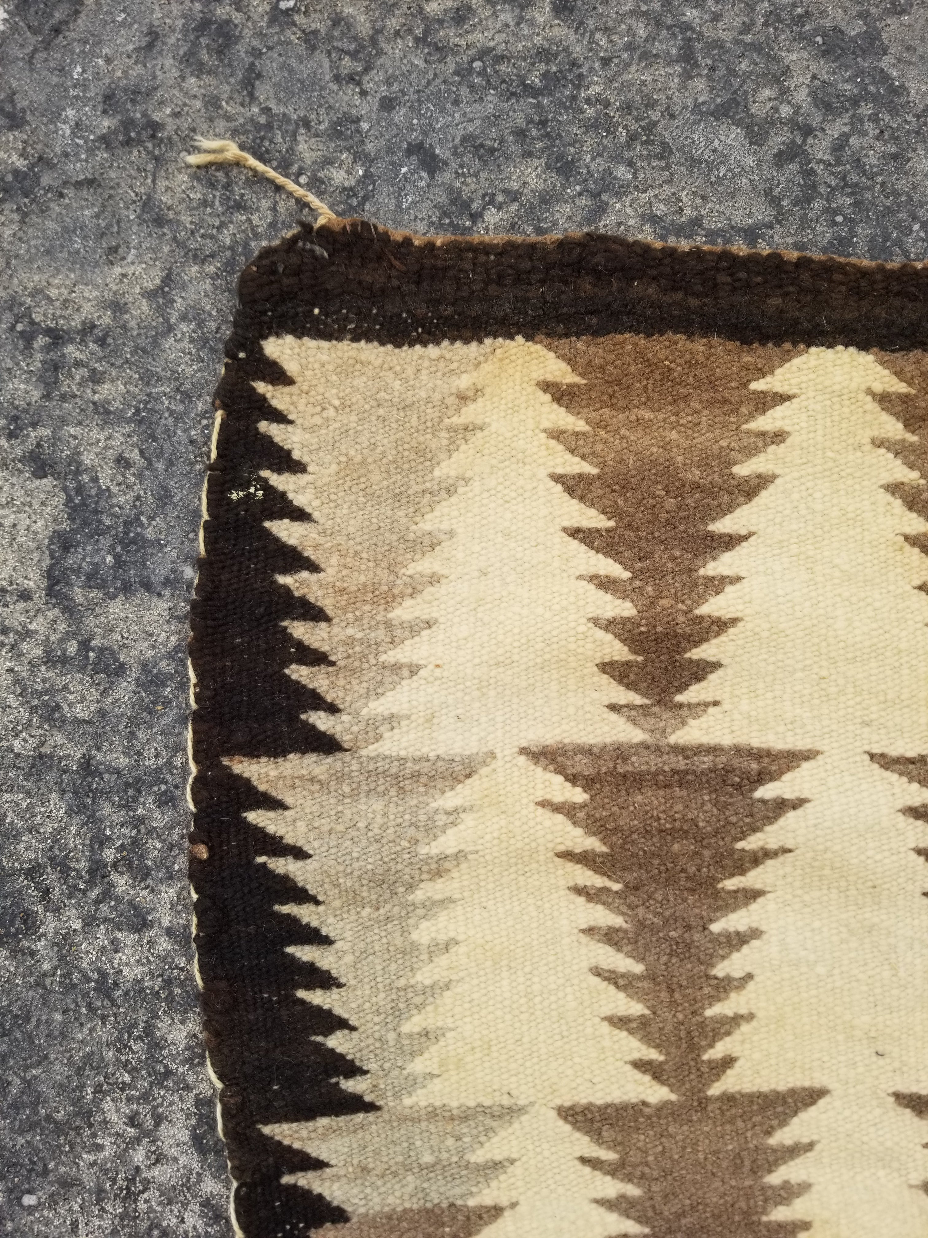 Antique Traditional Navajo Handwoven Native American Wool Rug 48x19in