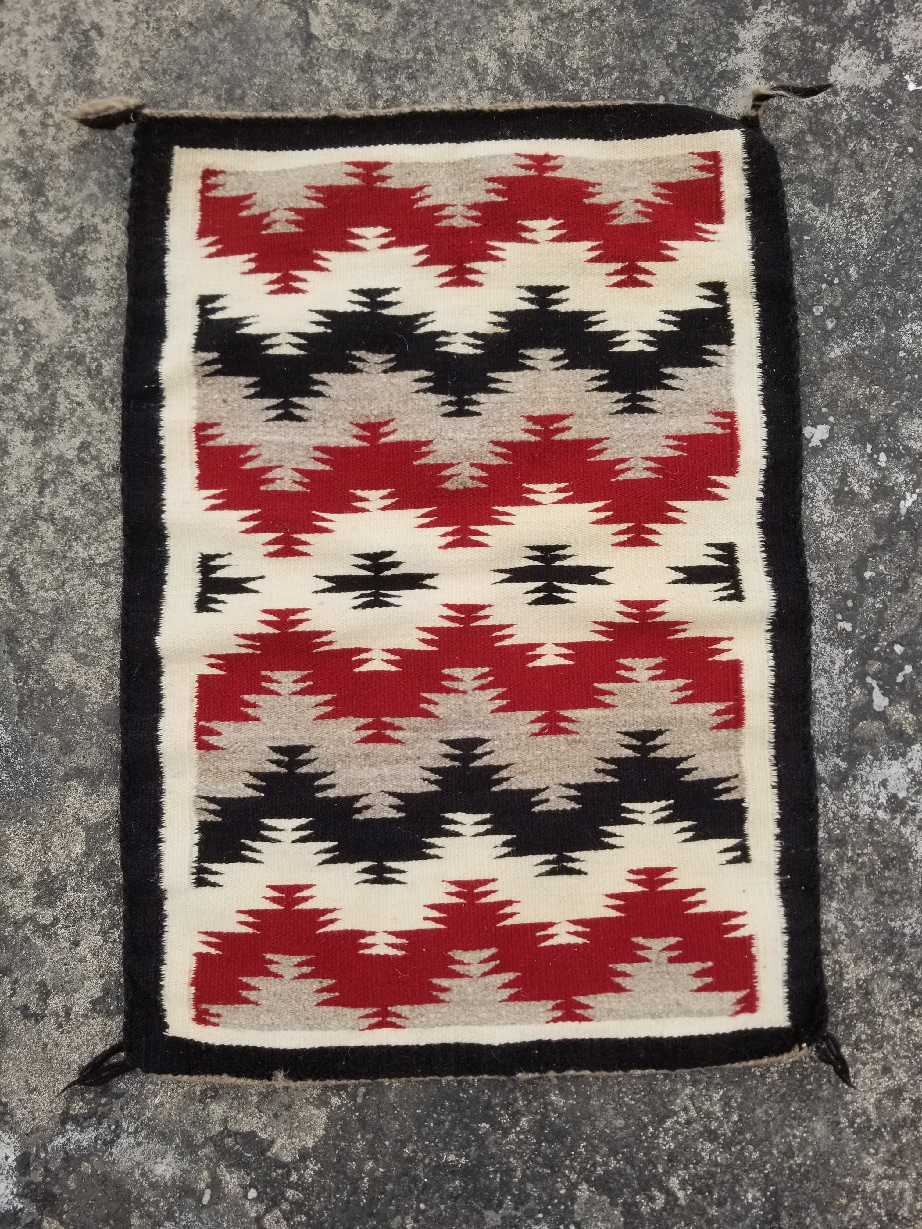Antique Traditional Navajo Handwoven Native American Ganado Wool Rug 27x18in