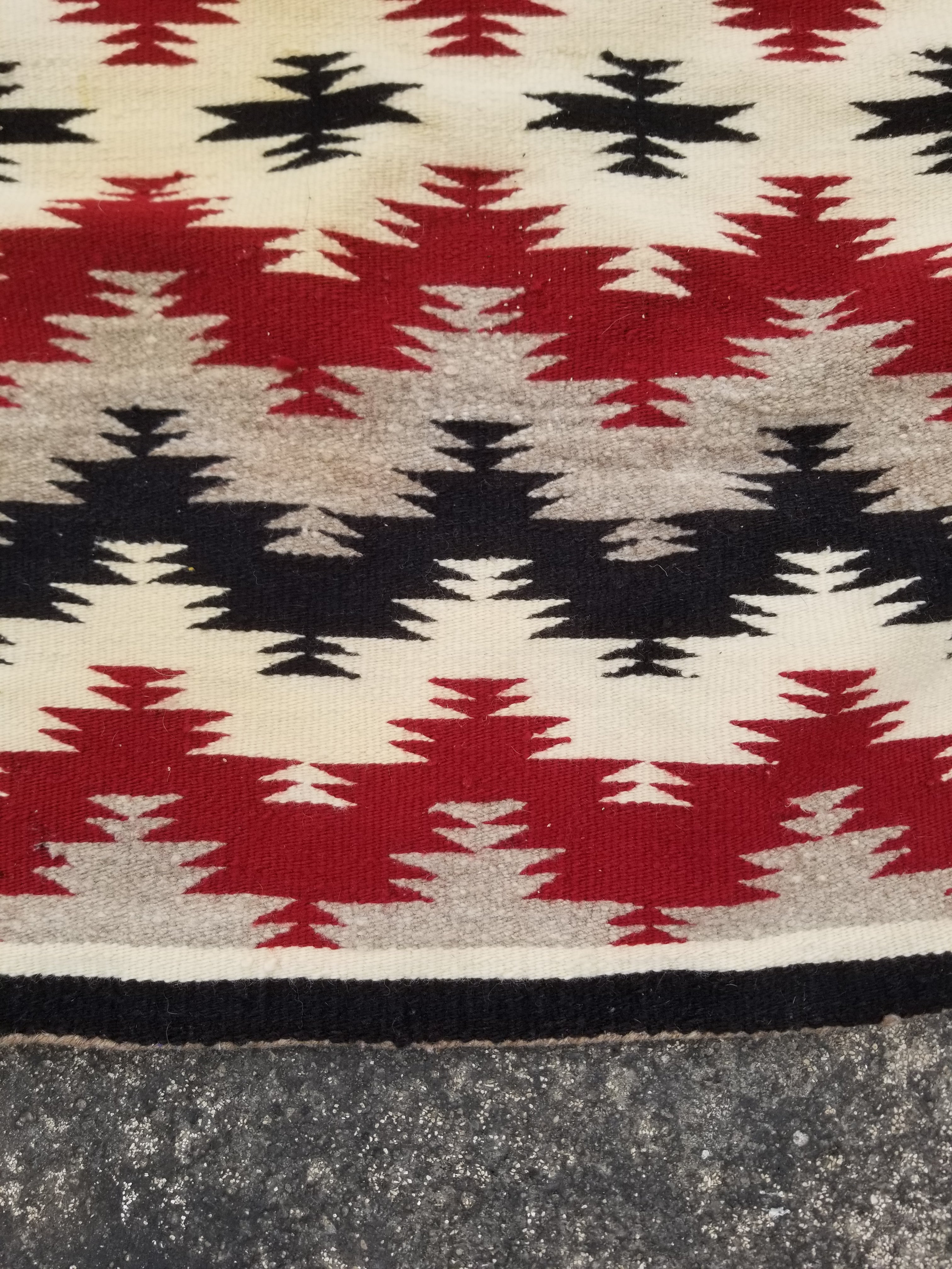 Antique Traditional Navajo Handwoven Native American Ganado Wool Rug 27x18in