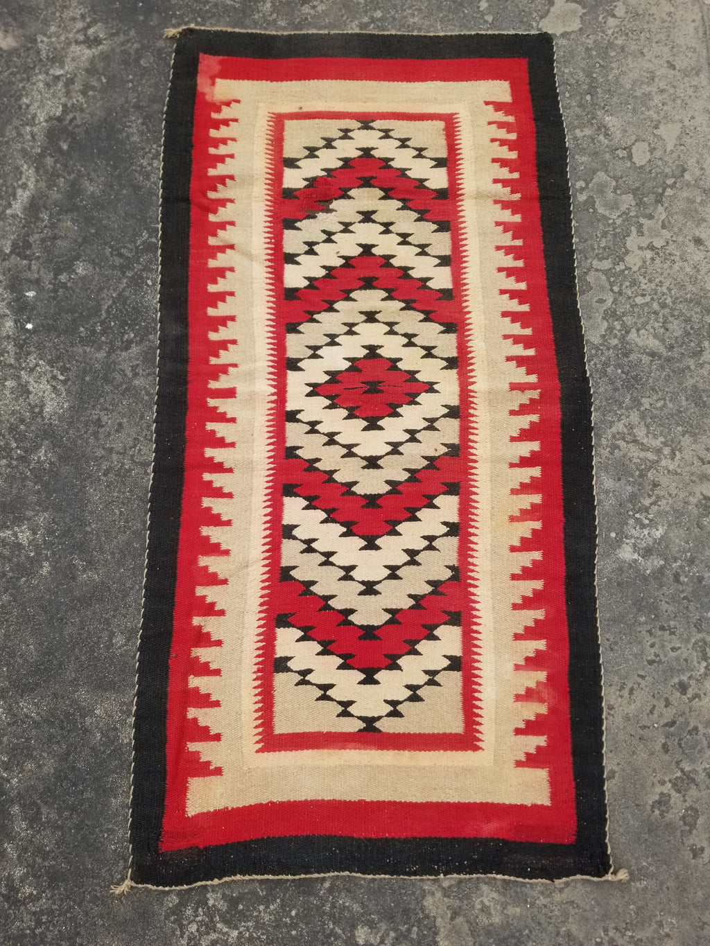 Antique Navajo Handwoven Native American Klagetoh Rug Wool Blanket 60x29in