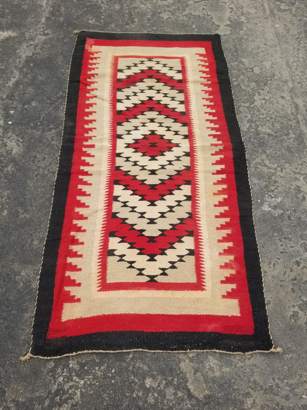 Antique Navajo Handwoven Native American Klagetoh Rug Wool Blanket 60x29in