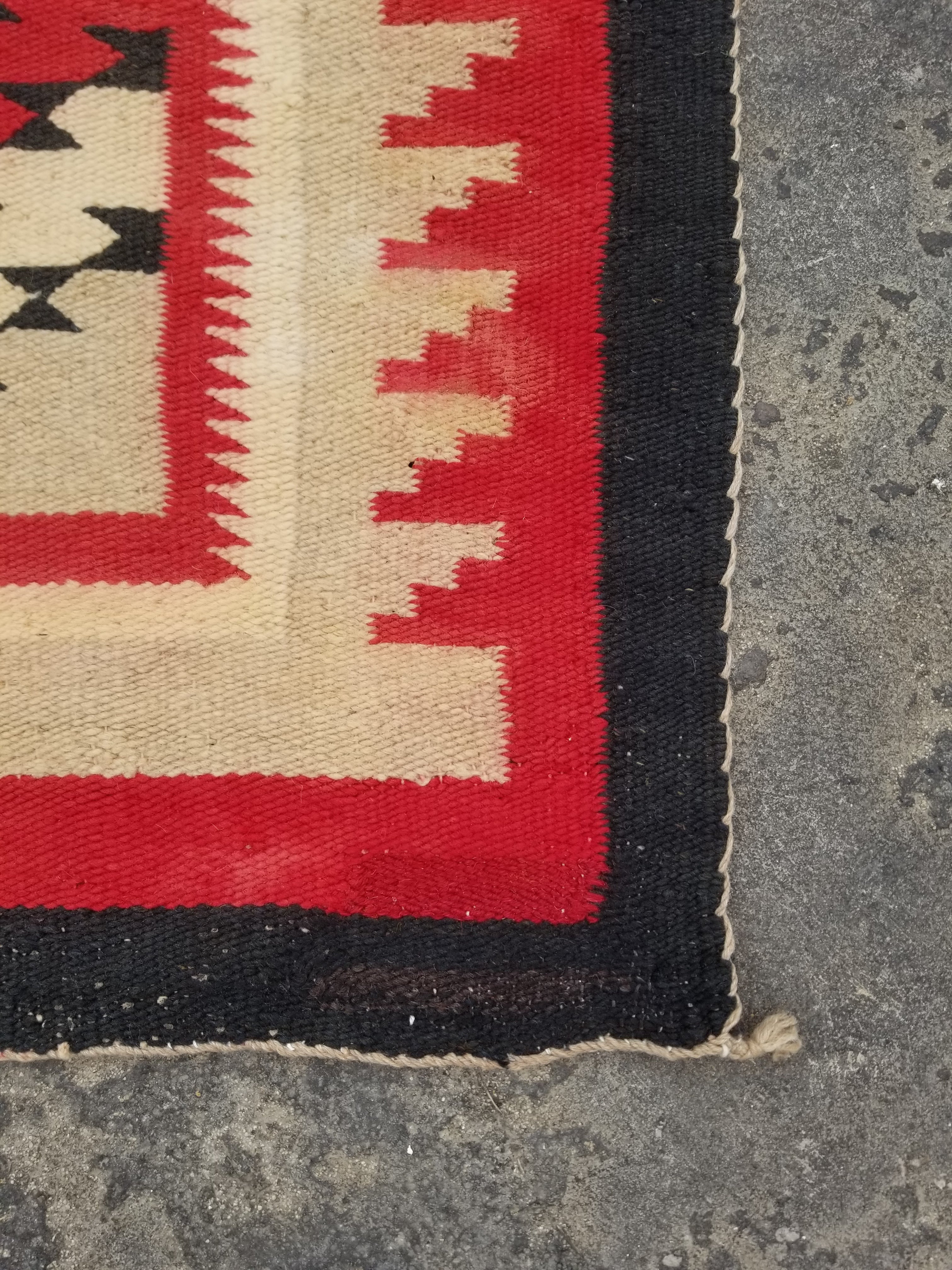 Antique Navajo Handwoven Native American Klagetoh Rug Wool Blanket 60x29in