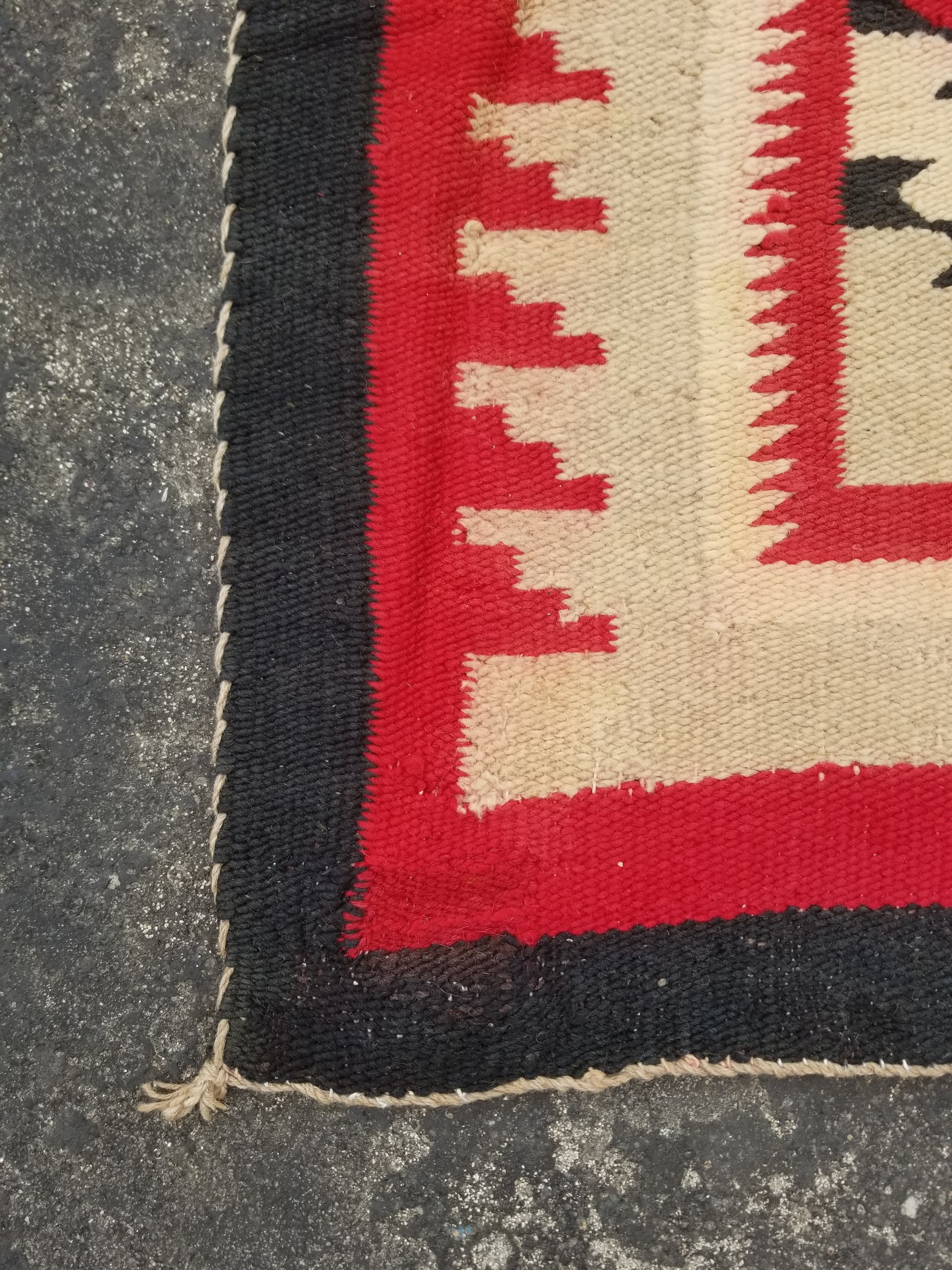 Antique Navajo Handwoven Native American Klagetoh Rug Wool Blanket 60x29in