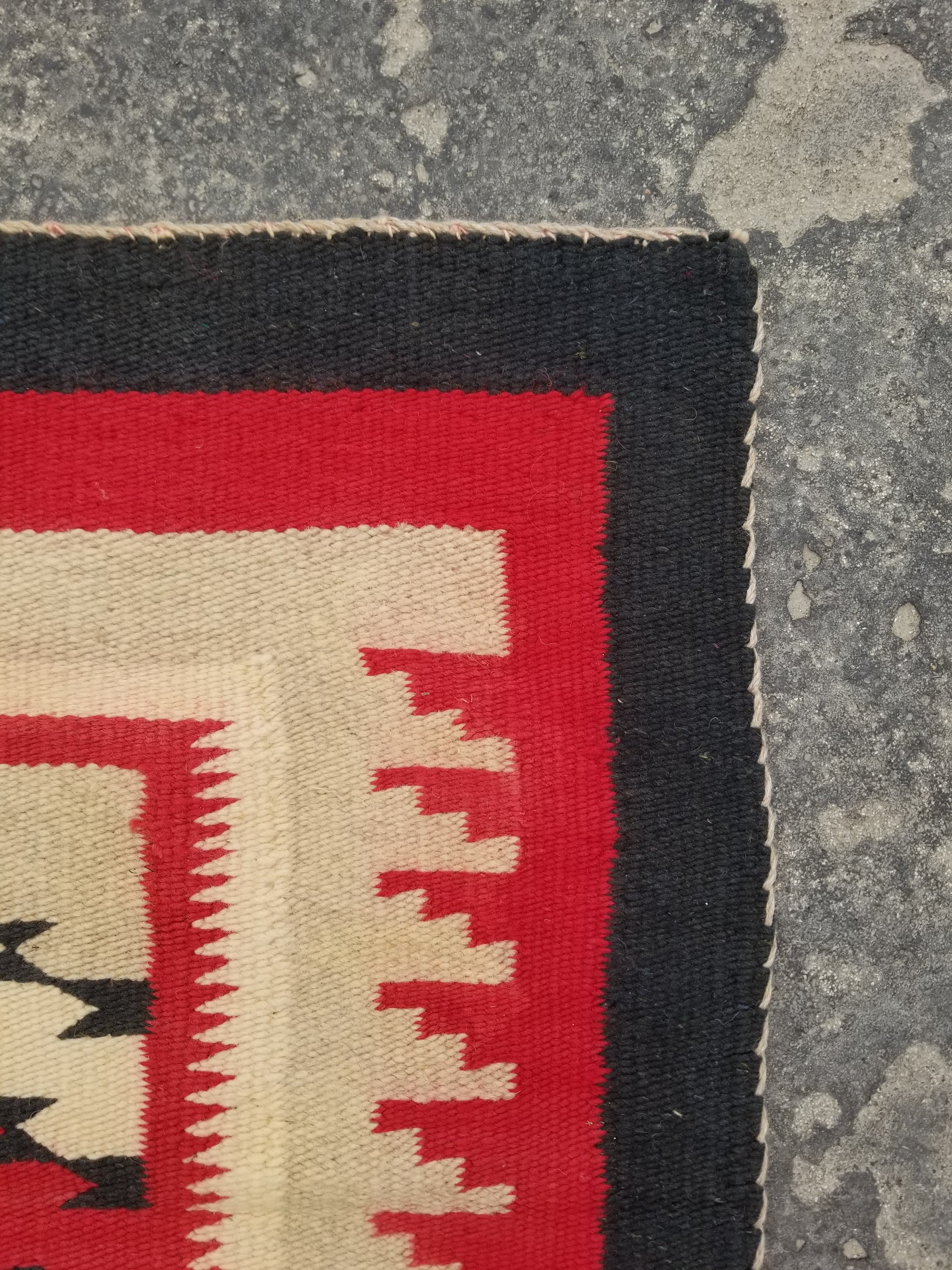 Antique Navajo Handwoven Native American Klagetoh Rug Wool Blanket 60x29in