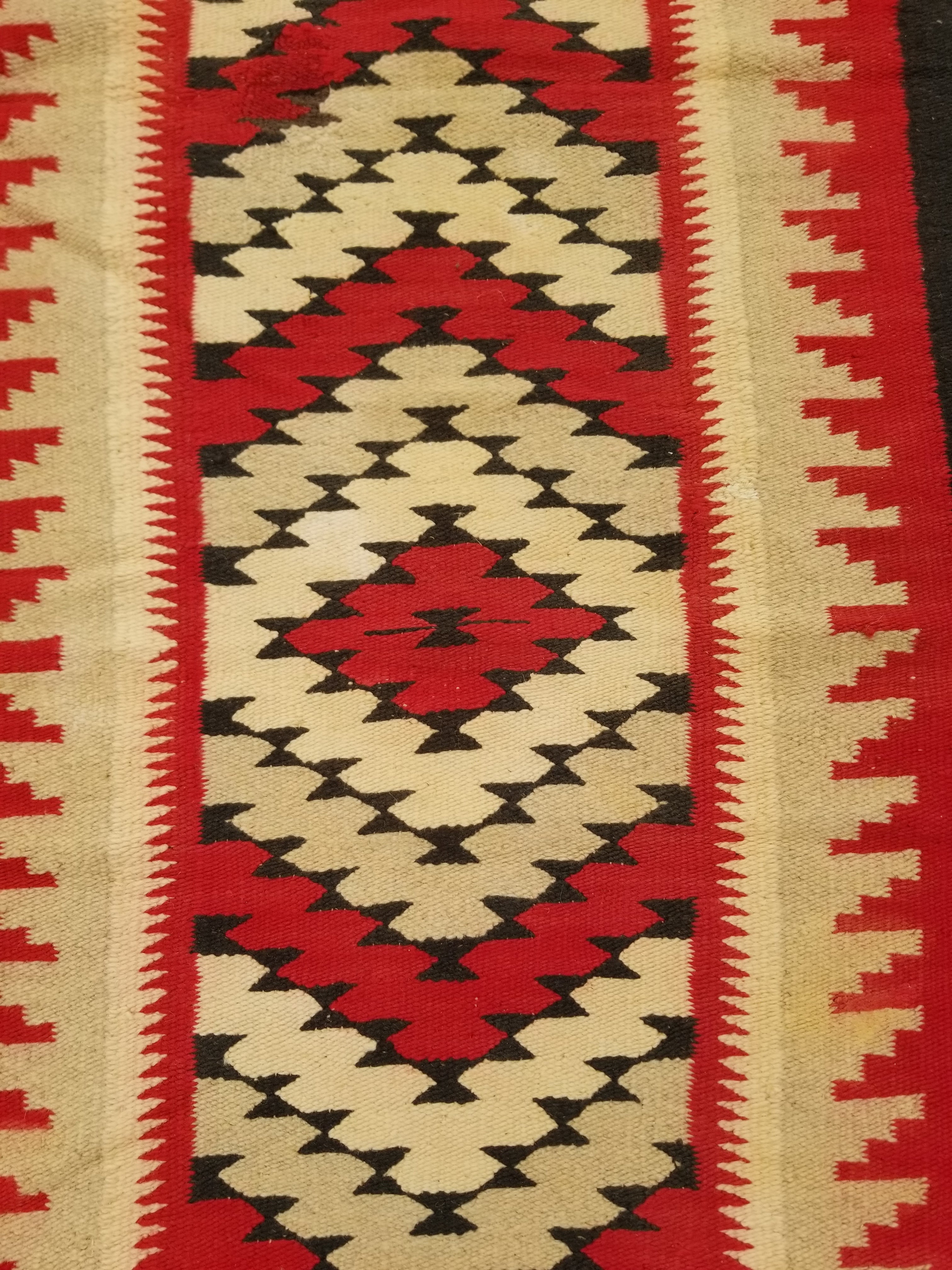 Antique Navajo Handwoven Native American Klagetoh Rug Wool Blanket 60x29in