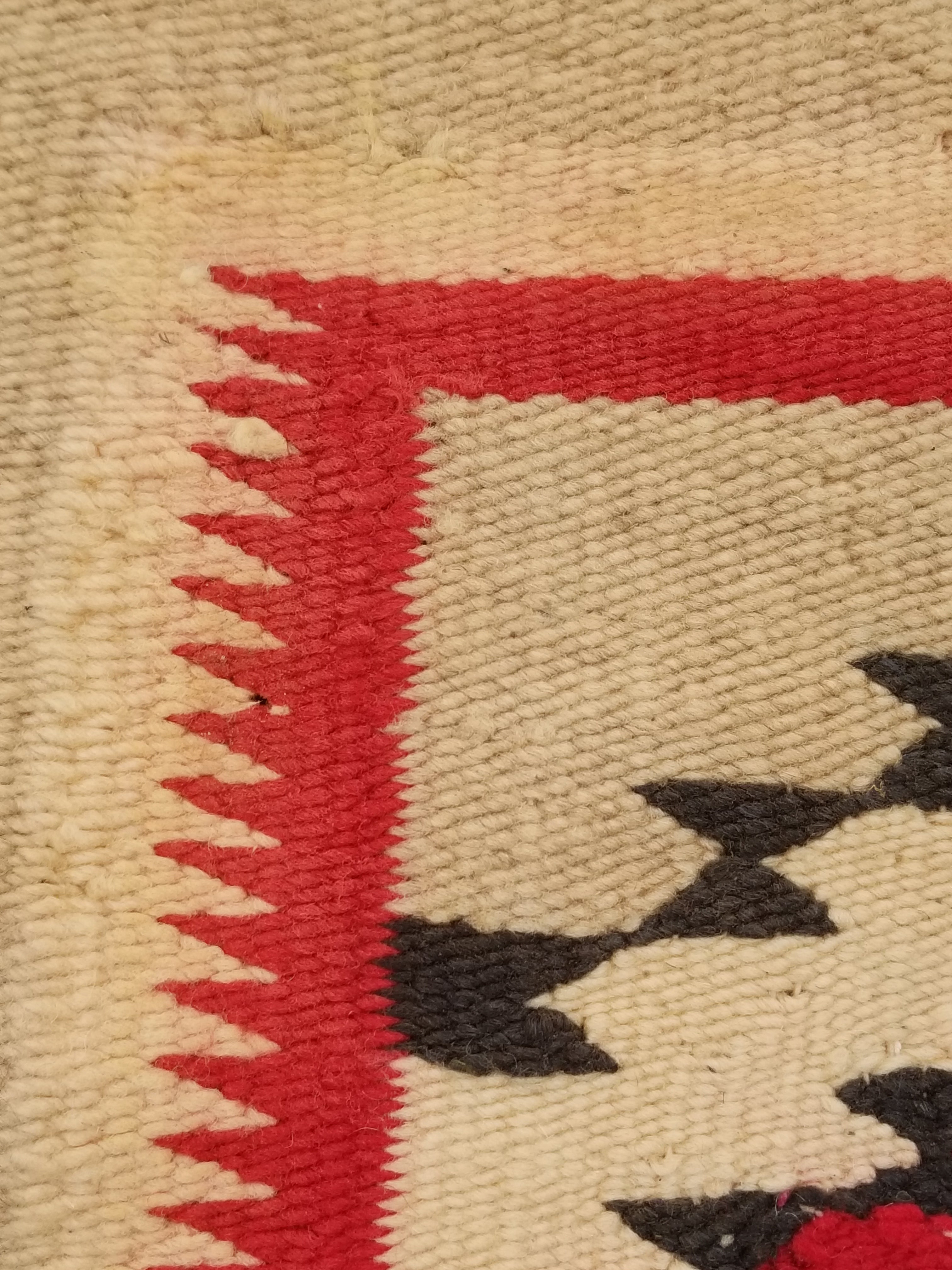 Antique Navajo Handwoven Native American Klagetoh Rug Wool Blanket 60x29in