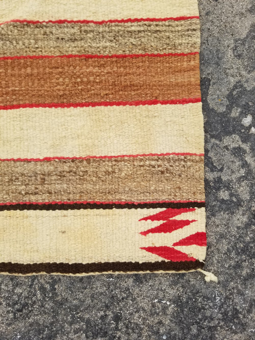 Antique Handwoven Native American Indian Navajo Saddle Blanket Wool Rug 33x30in