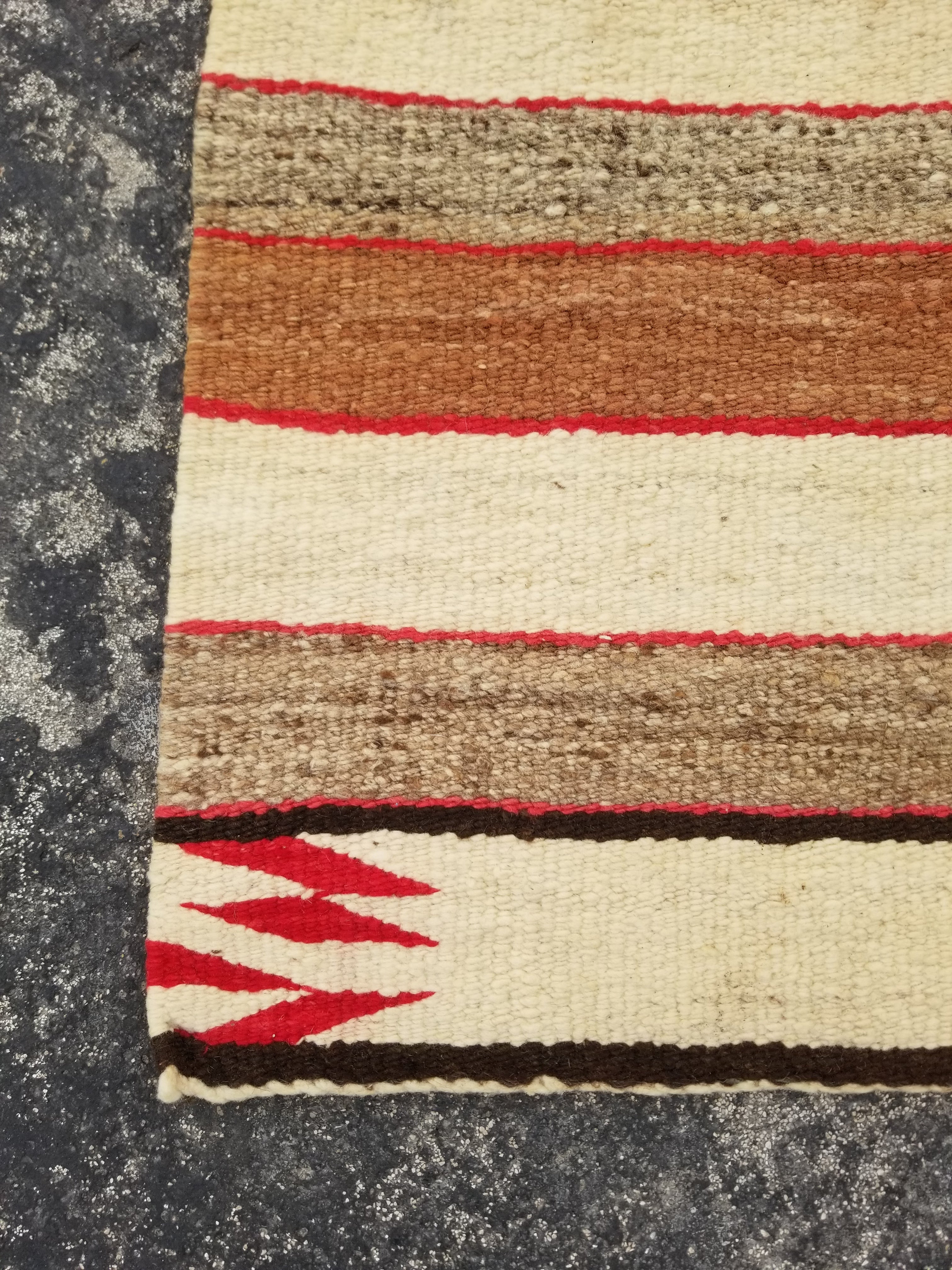 Antique Handwoven Native American Indian Navajo Saddle Blanket Wool Rug 33x30in