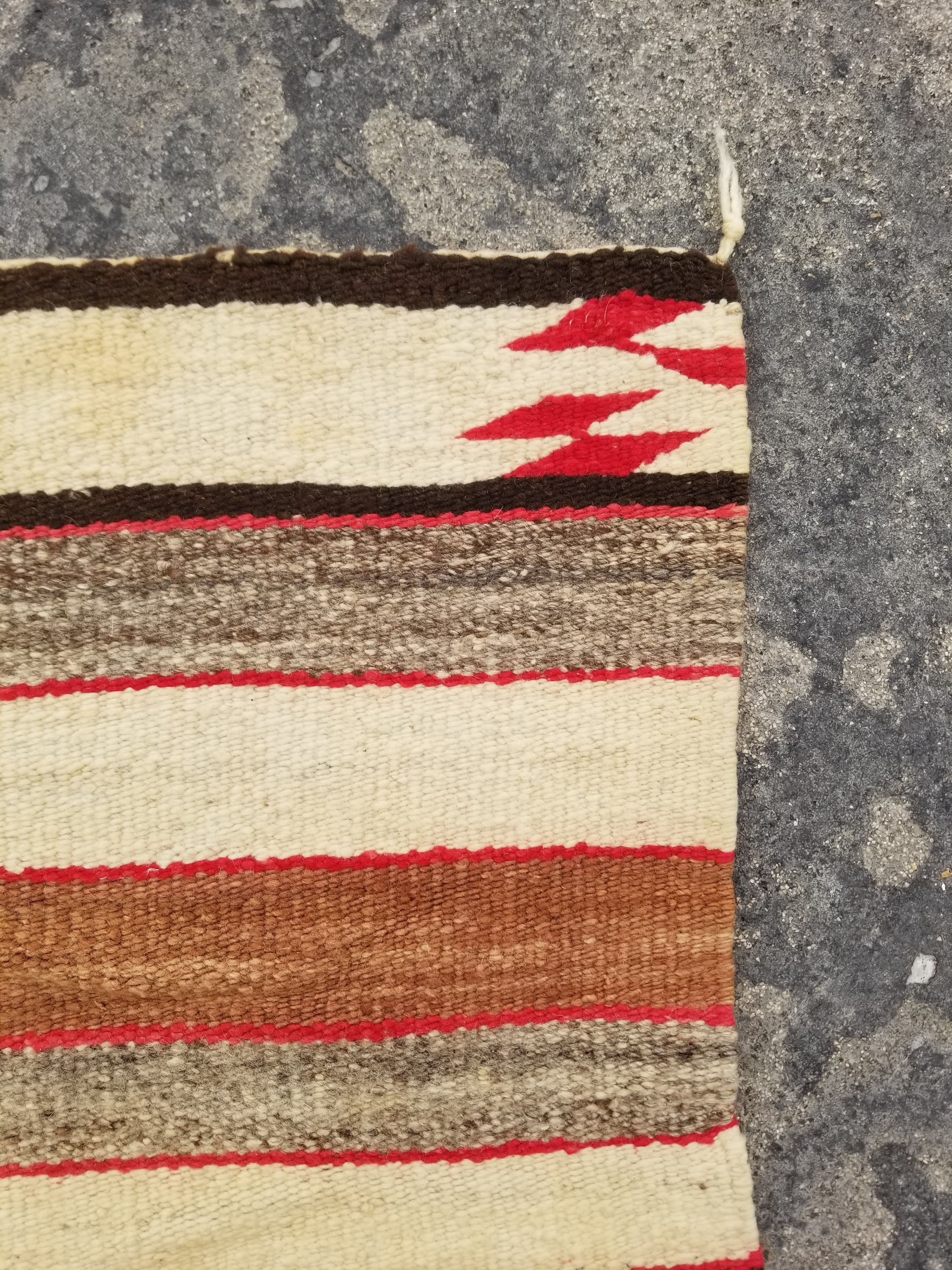 Antique Handwoven Native American Indian Navajo Saddle Blanket Wool Rug 33x30in