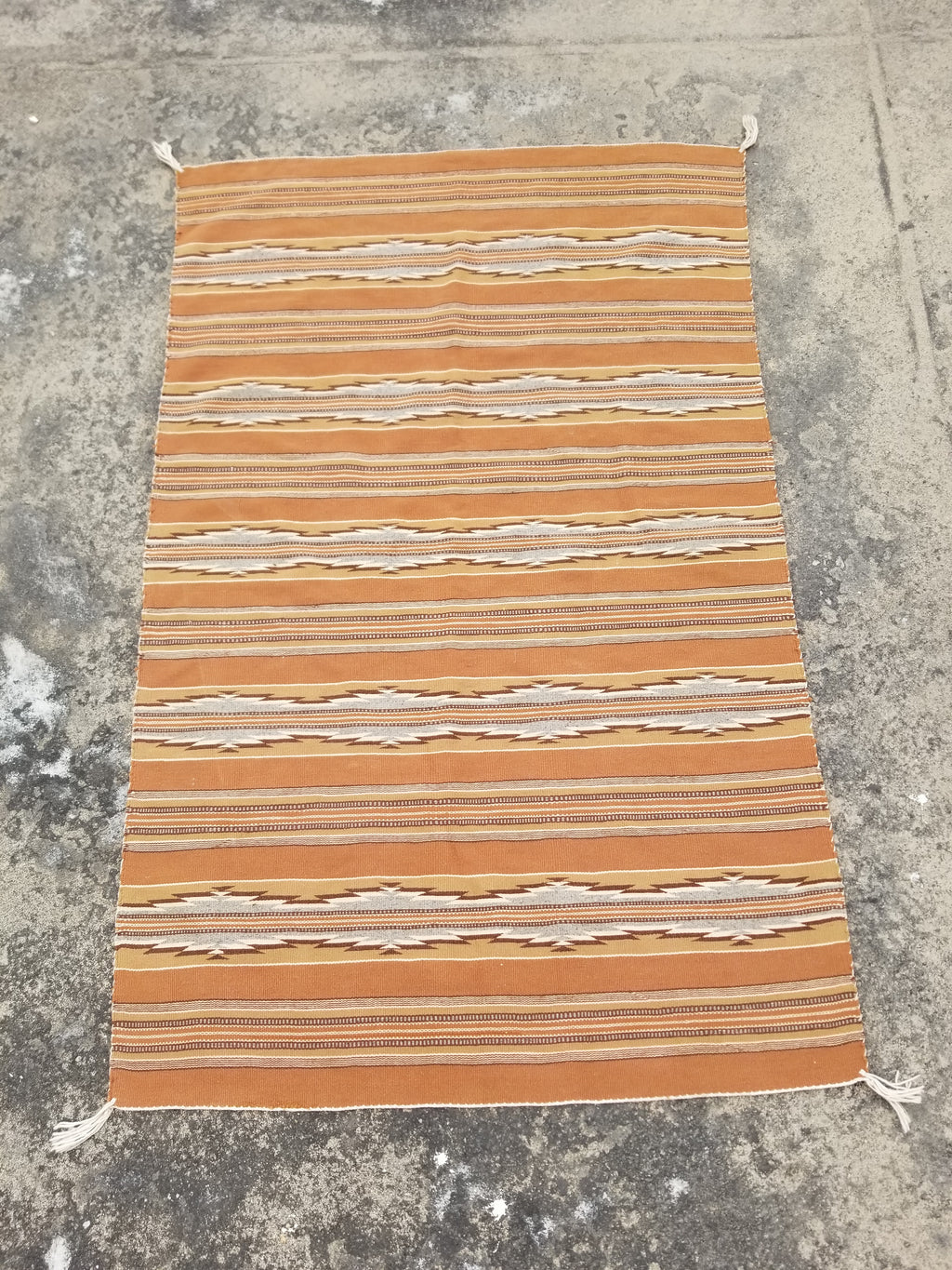 Antique Navajo Handwoven Native American Ganado Style Motifs Wool Rug