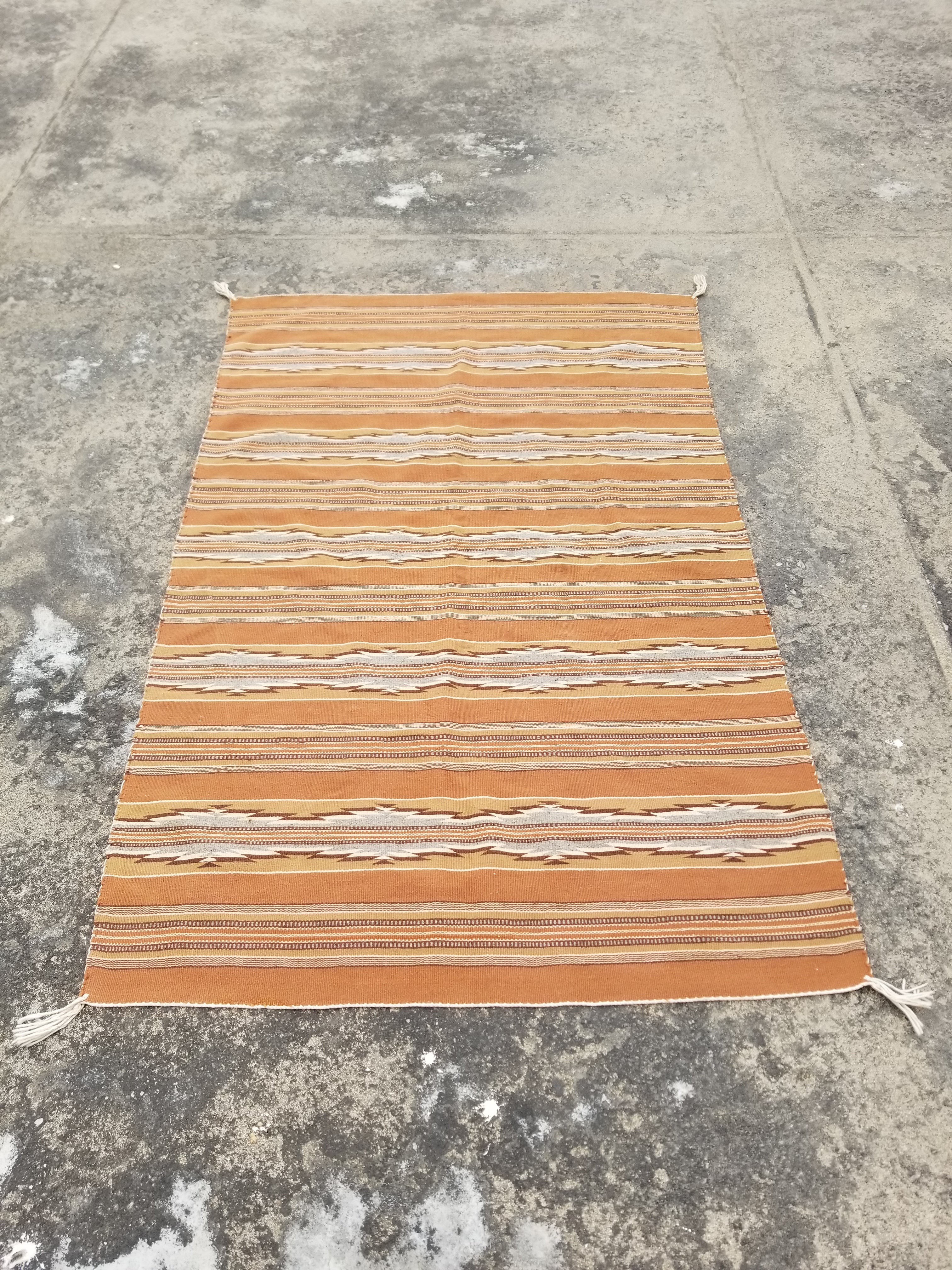 Antique Navajo Handwoven Native American Ganado Style Motifs Wool Rug