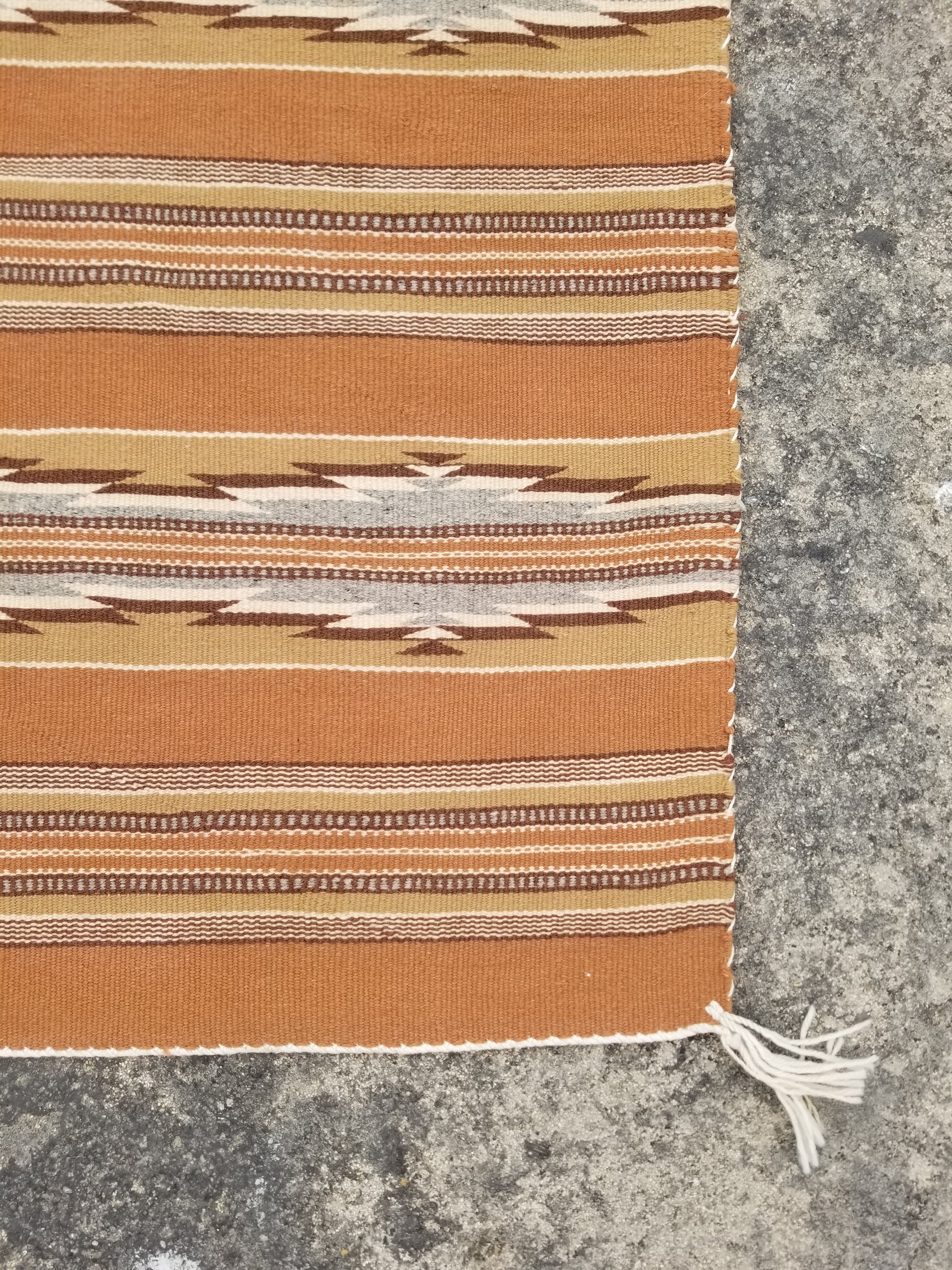 Antique Navajo Handwoven Native American Ganado Style Motifs Wool Rug