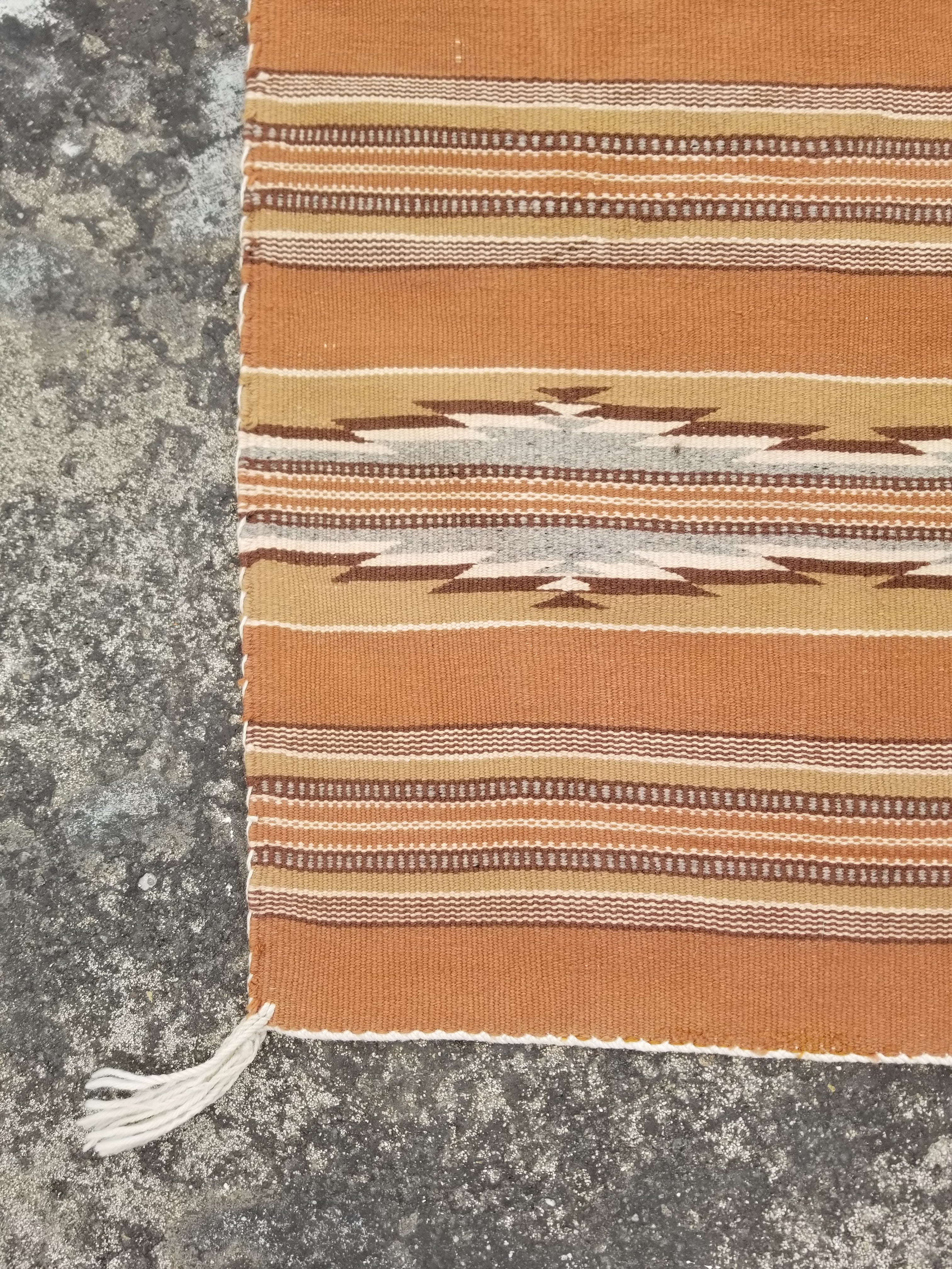 Antique Navajo Handwoven Native American Ganado Style Motifs Wool Rug