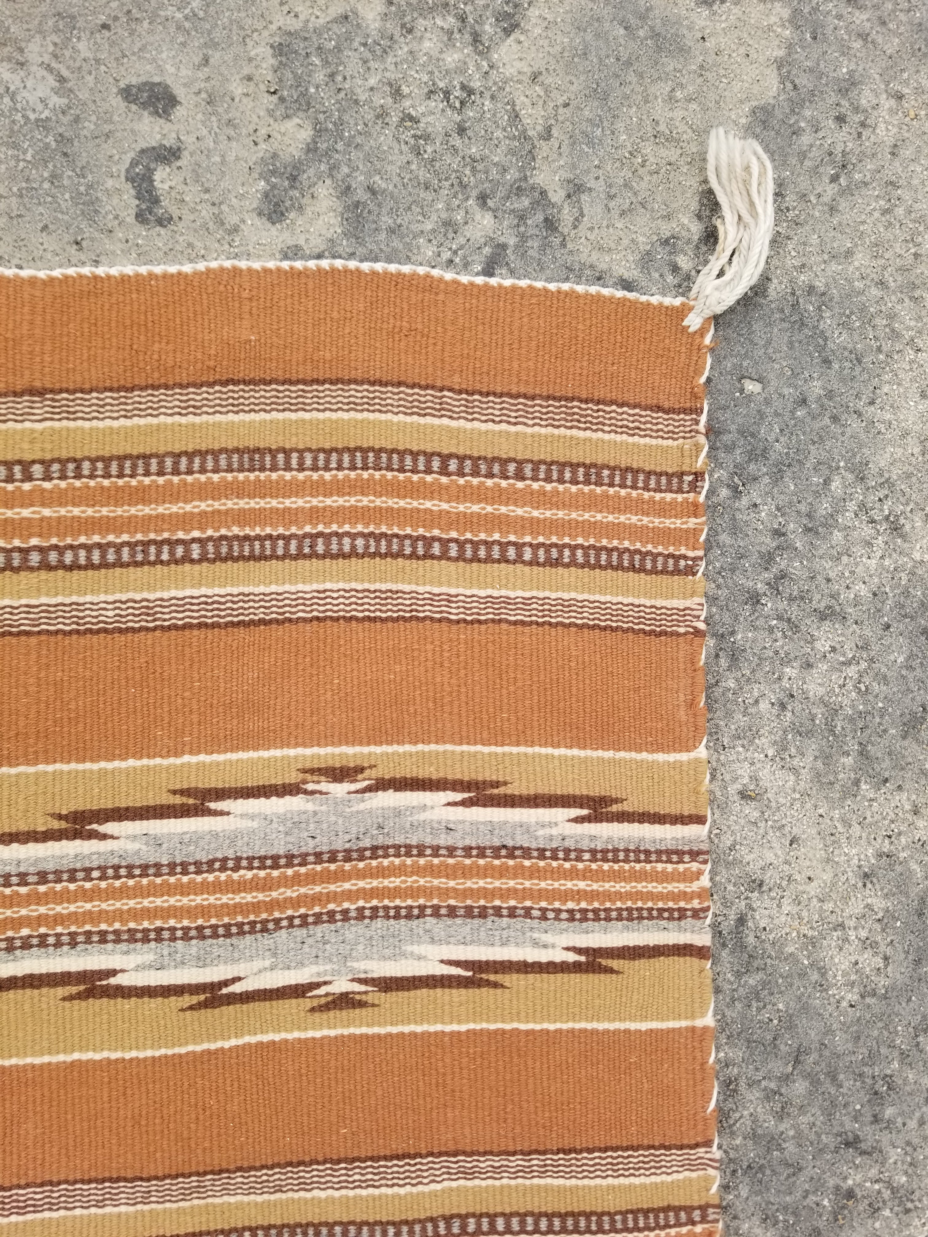 Antique Navajo Handwoven Native American Ganado Style Motifs Wool Rug