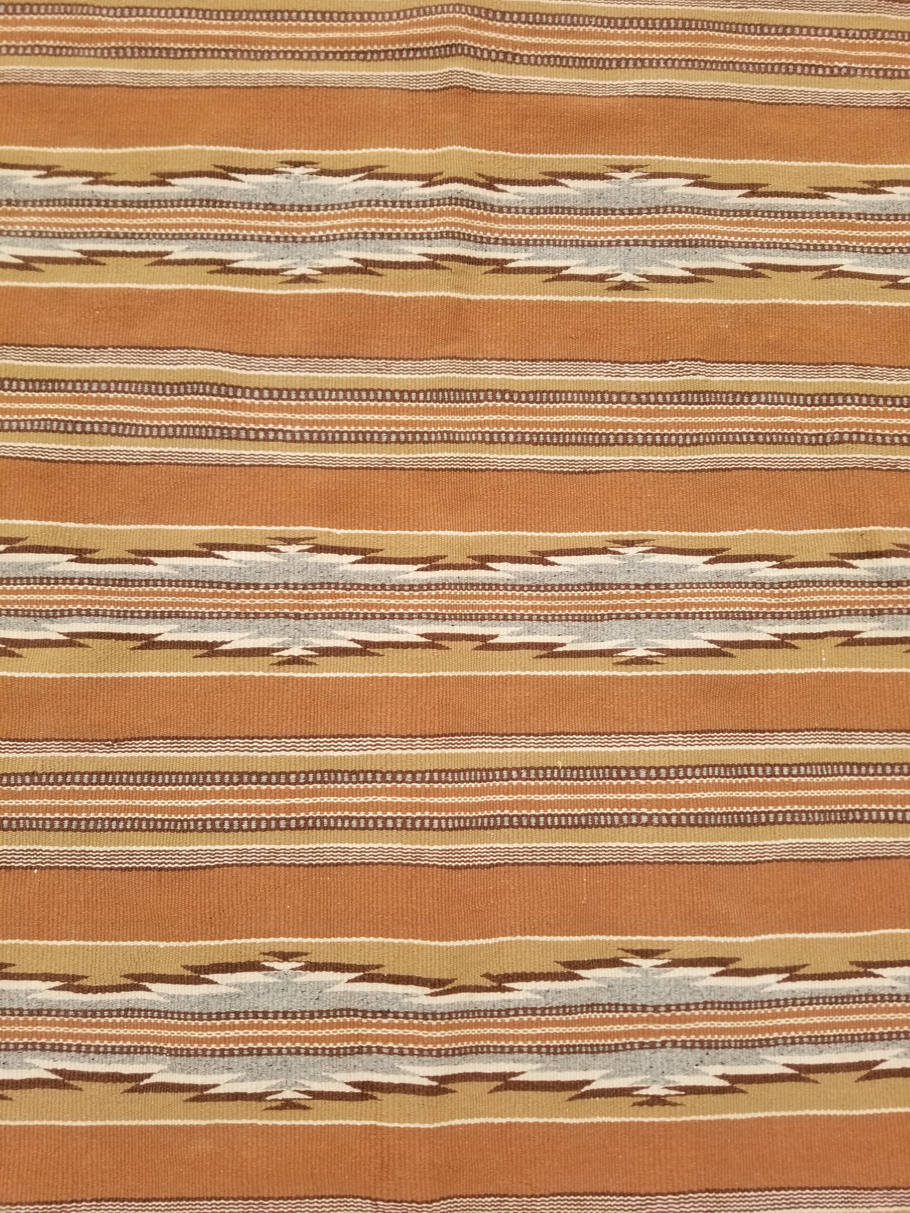 Antique Navajo Handwoven Native American Ganado Style Motifs Wool Rug