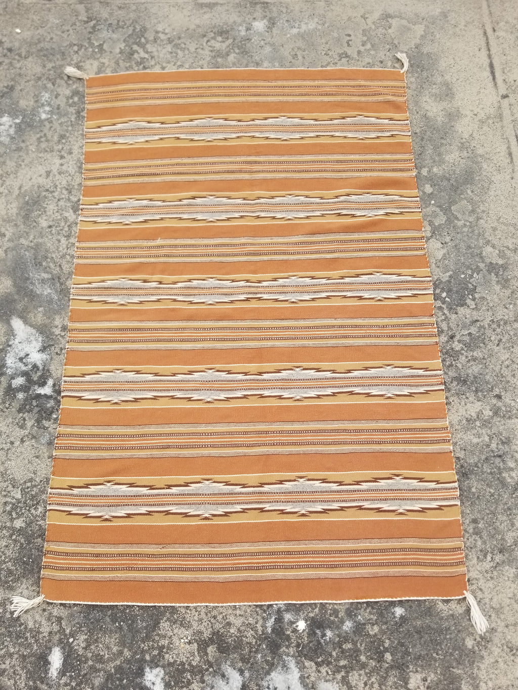 Antique Navajo Handwoven Native American Ganado Style Motifs Wool Rug