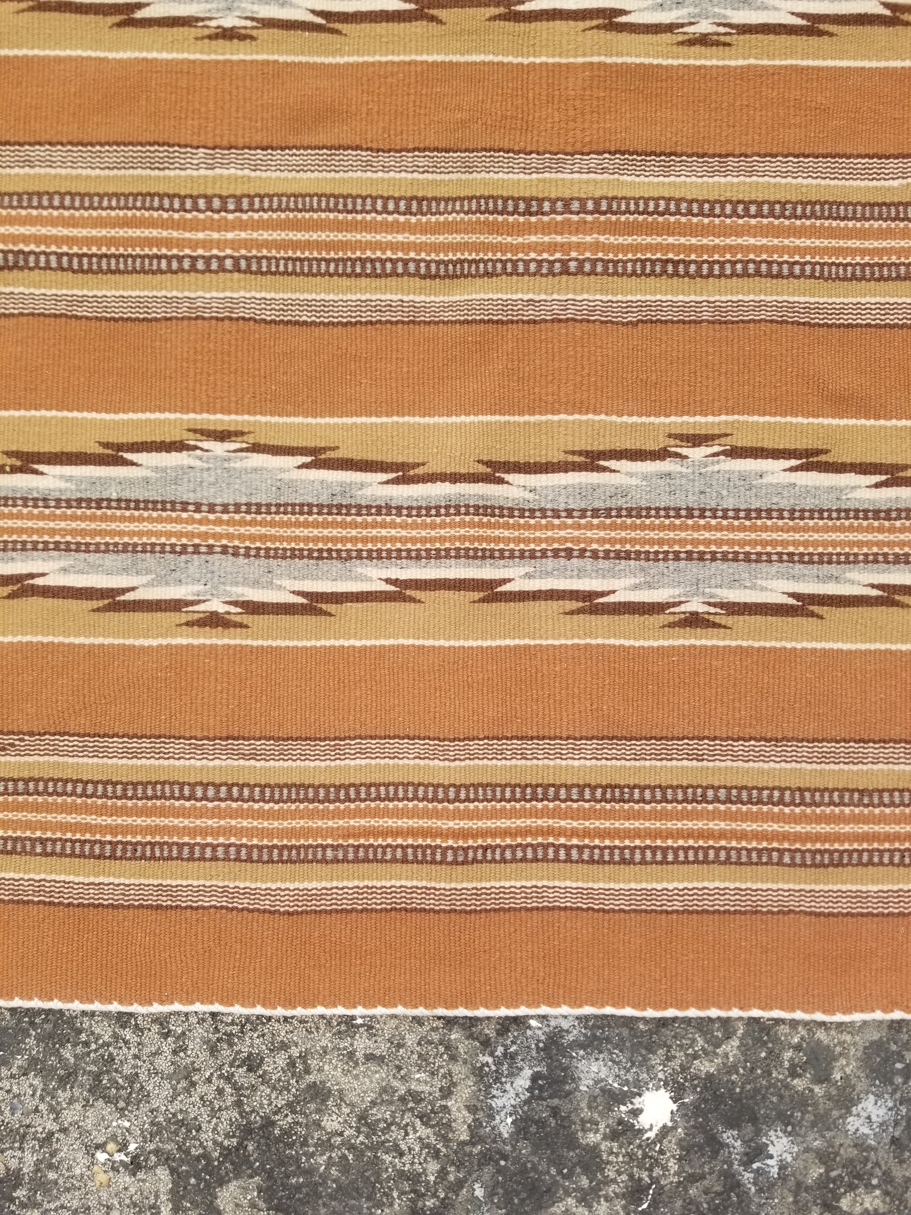 Antique Navajo Handwoven Native American Ganado Style Motifs Wool Rug