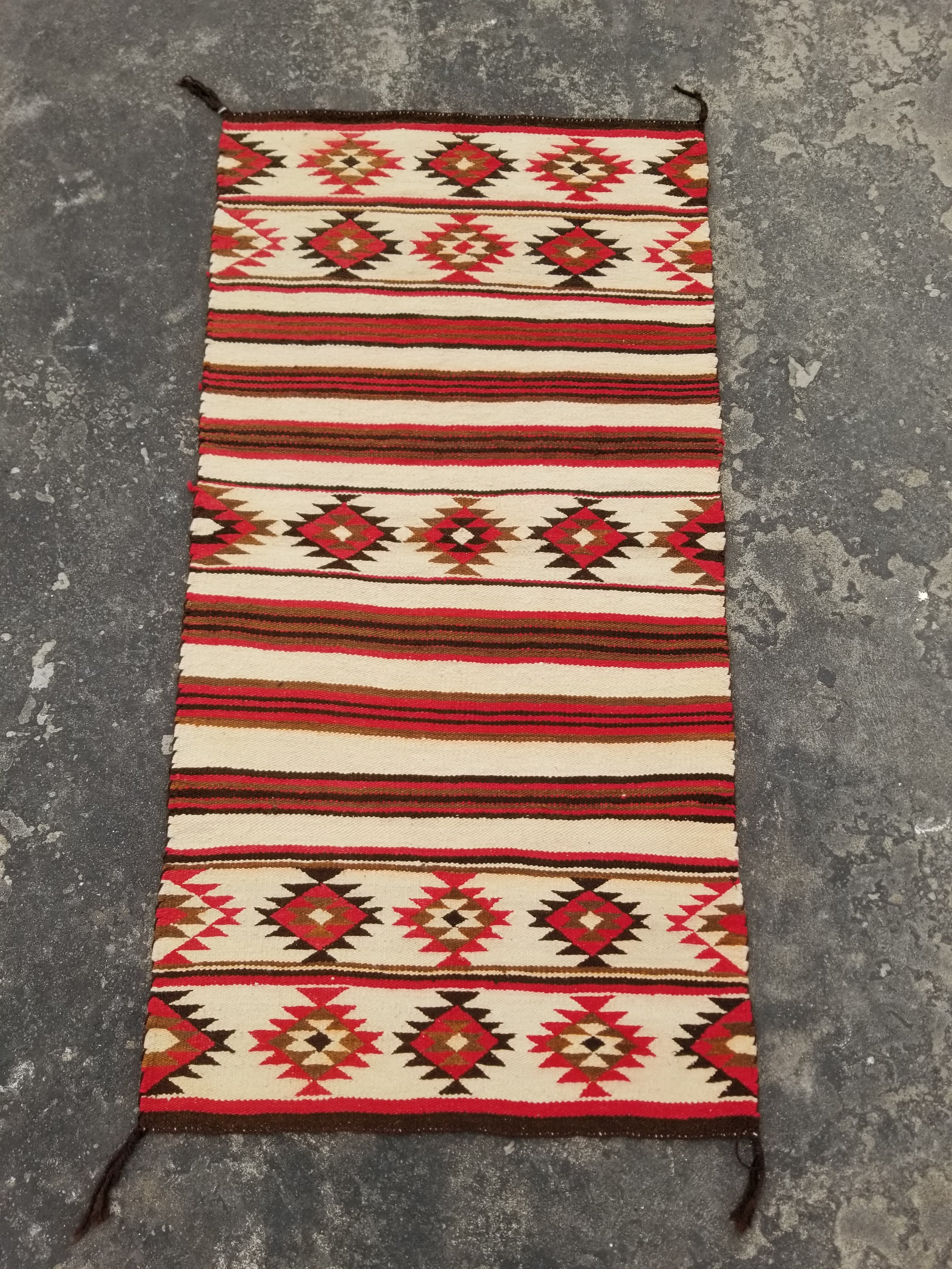 Antique Navajo Handwoven Native American Klagetoh Style Wool Rug 60x30in