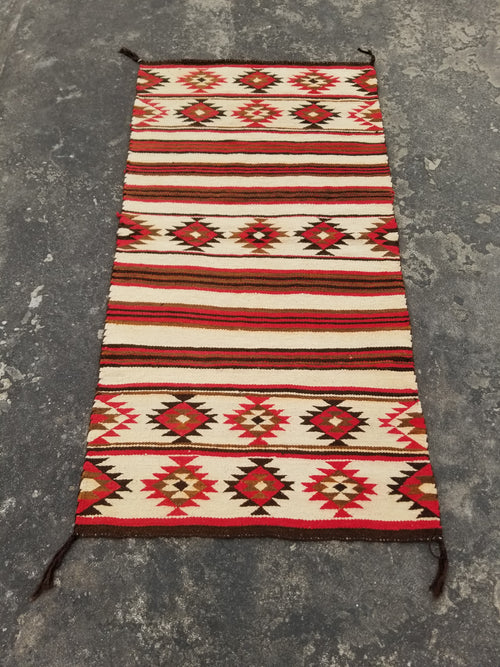Antique Navajo Handwoven Native American Klagetoh Style Wool Rug 60x30in
