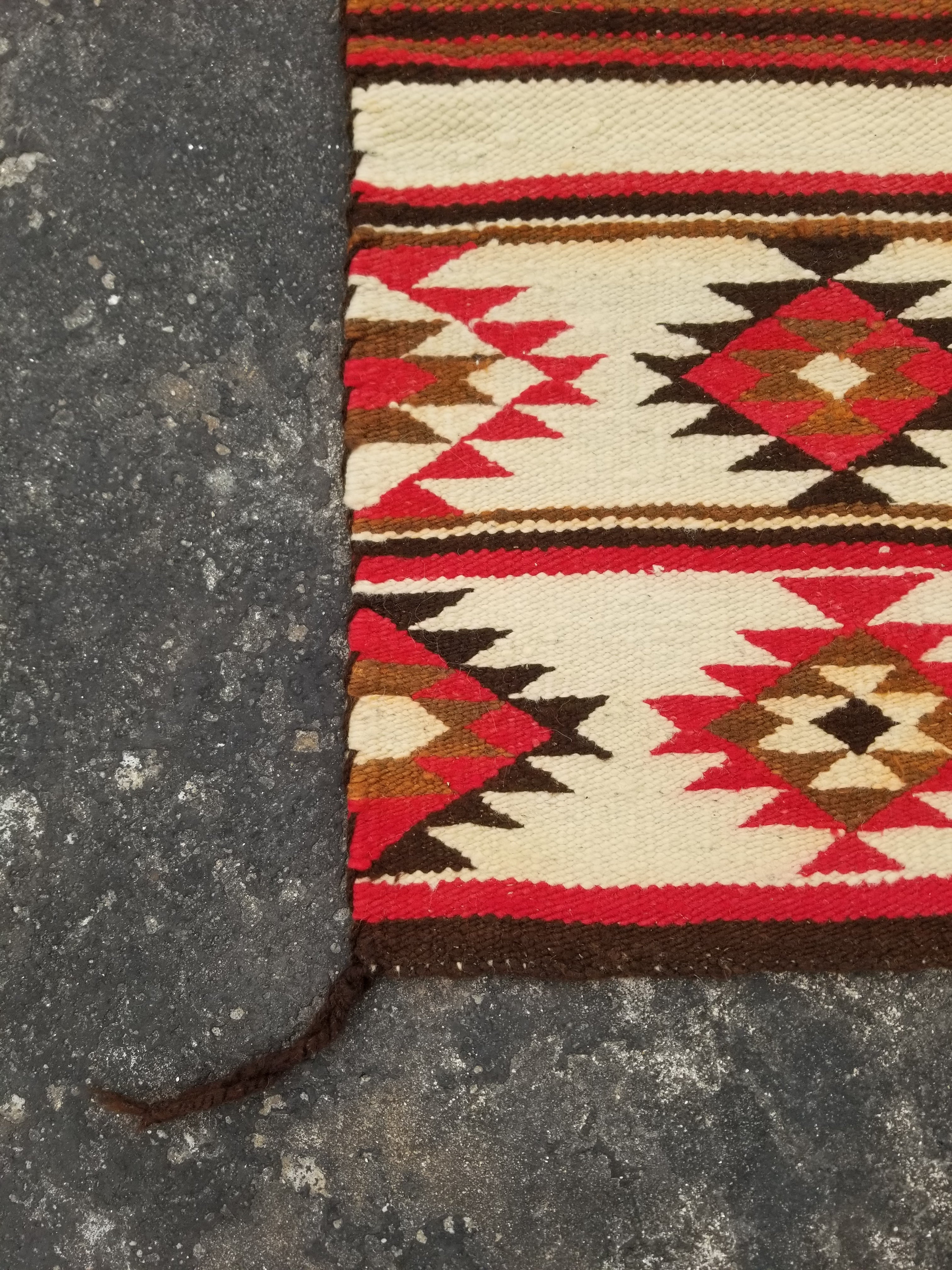 Antique Navajo Handwoven Native American Klagetoh Style Wool Rug 60x30in