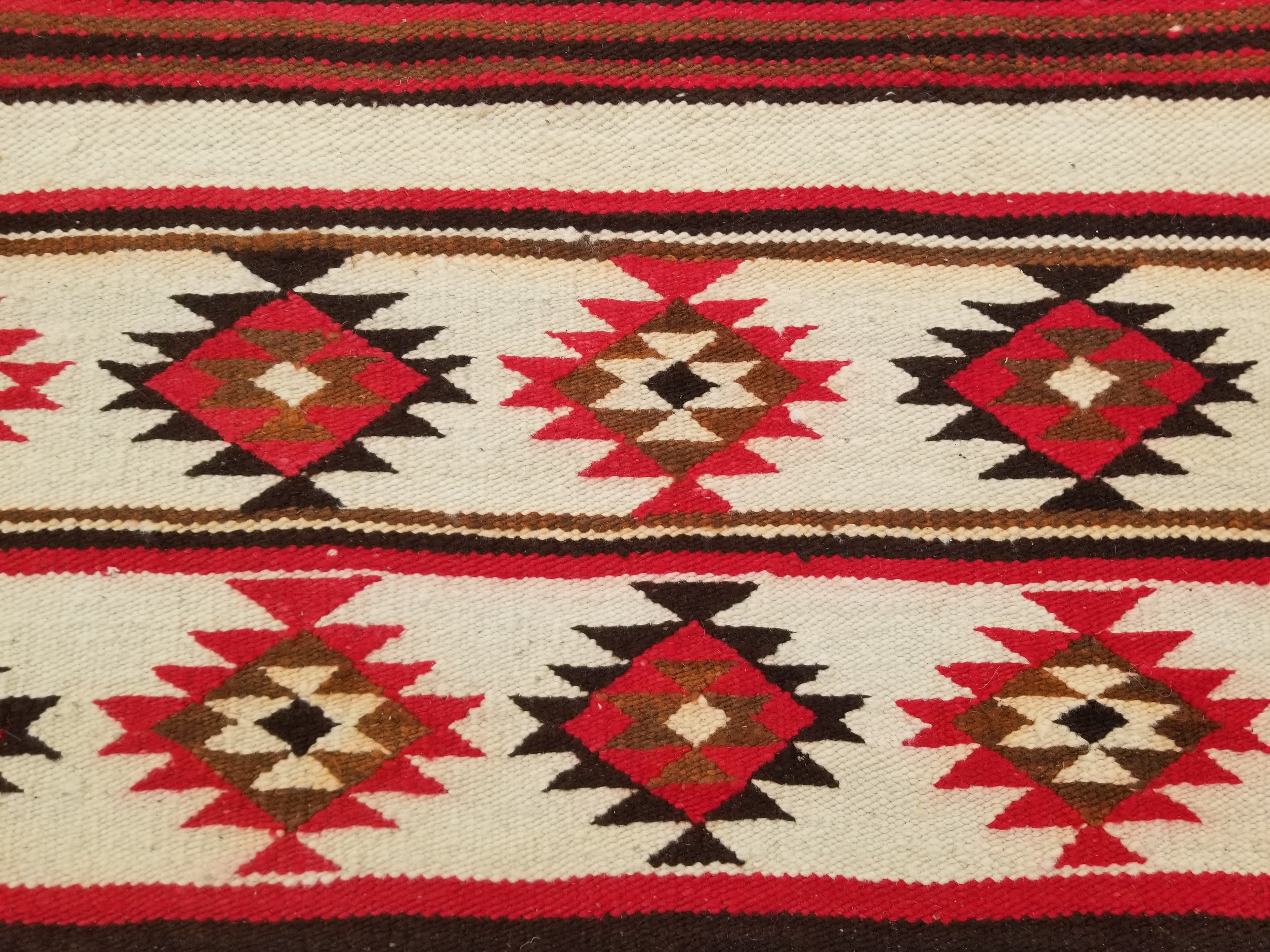 Antique Navajo Handwoven Native American Klagetoh Style Wool Rug 60x30in