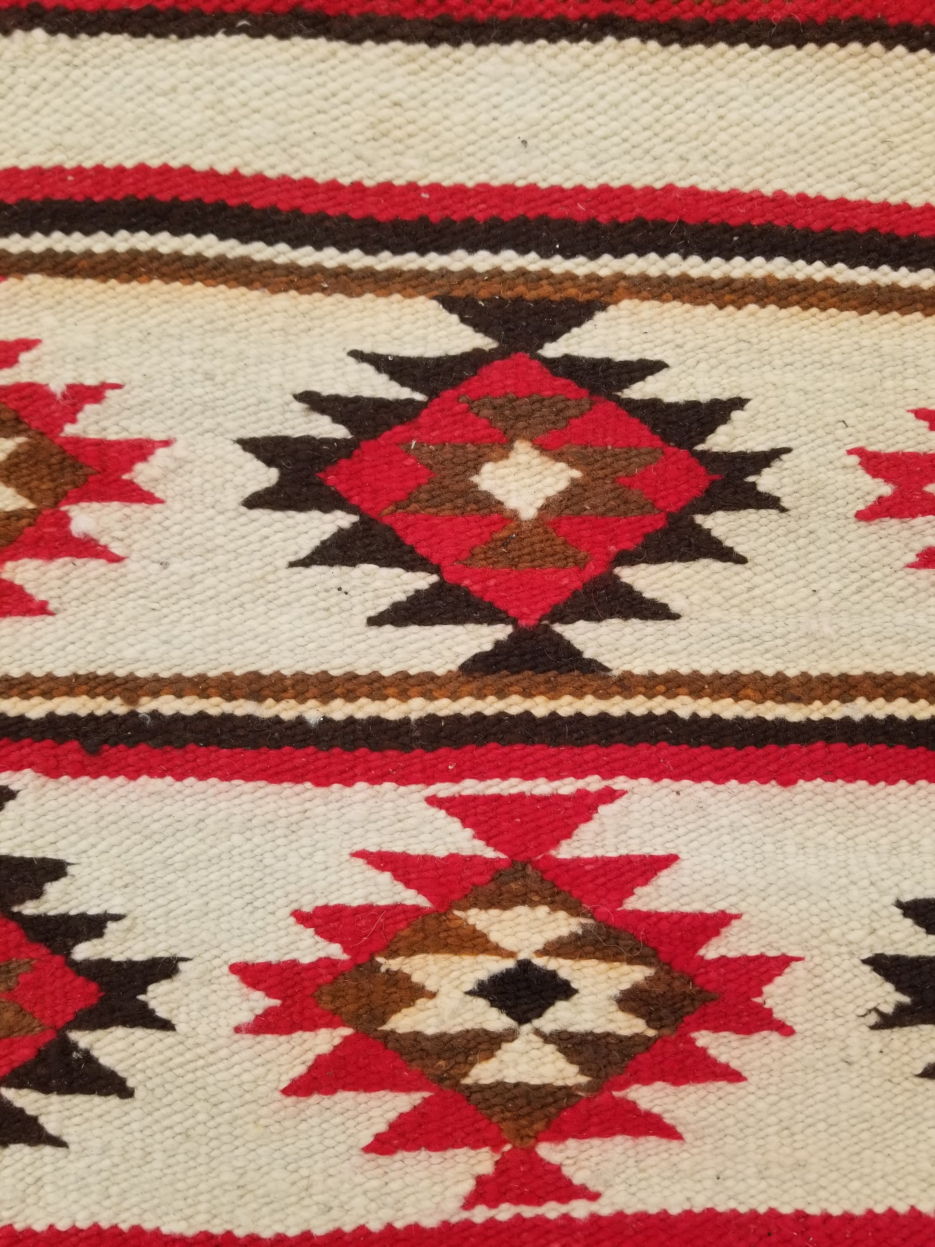 Antique Navajo Handwoven Native American Klagetoh Style Wool Rug 60x30in