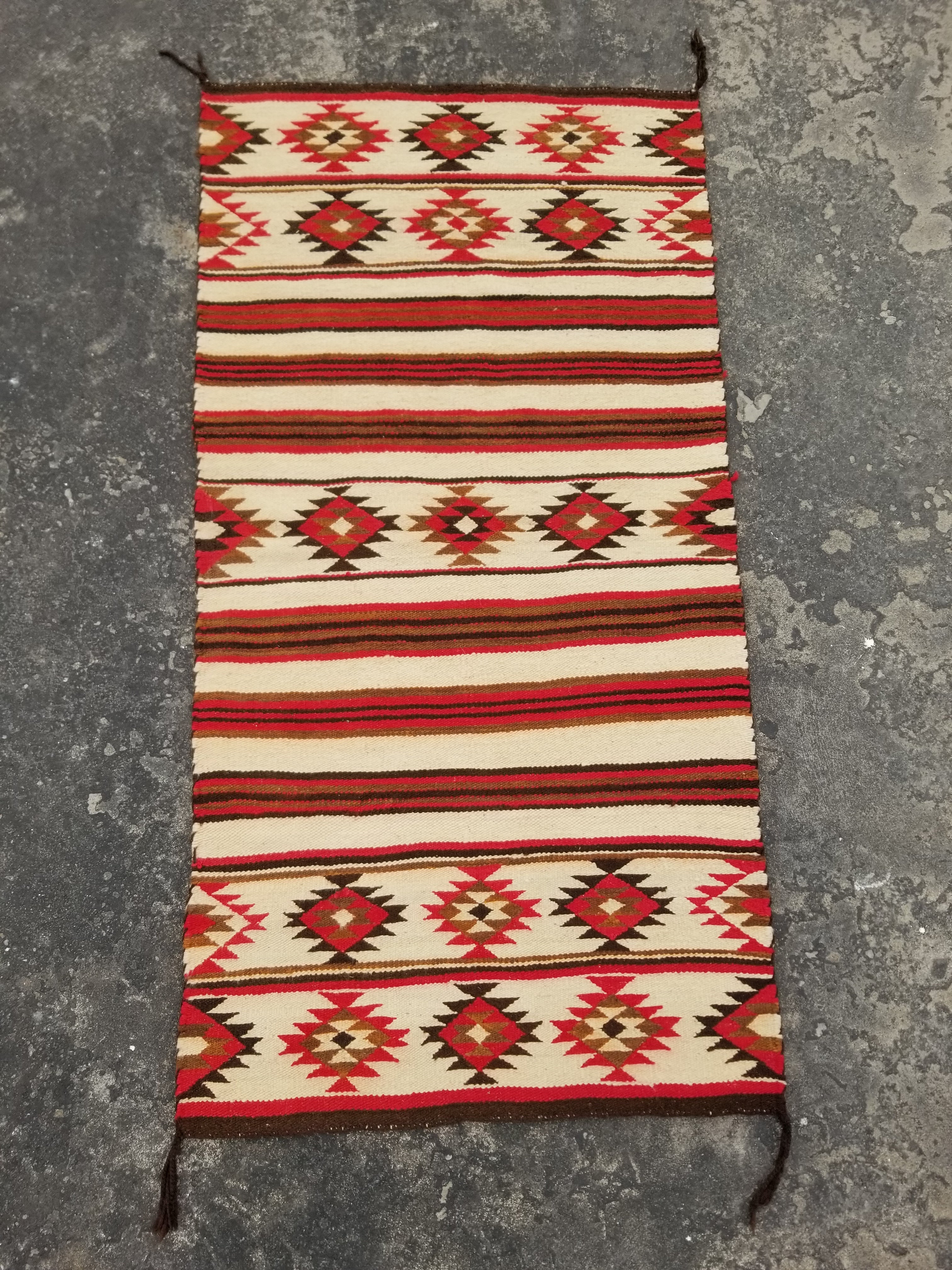 Antique Navajo Handwoven Native American Klagetoh Style Wool Rug 60x30in