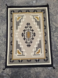 Antique Navajo Handwoven Native American Two Grey Hills Wool Rug 46x34in