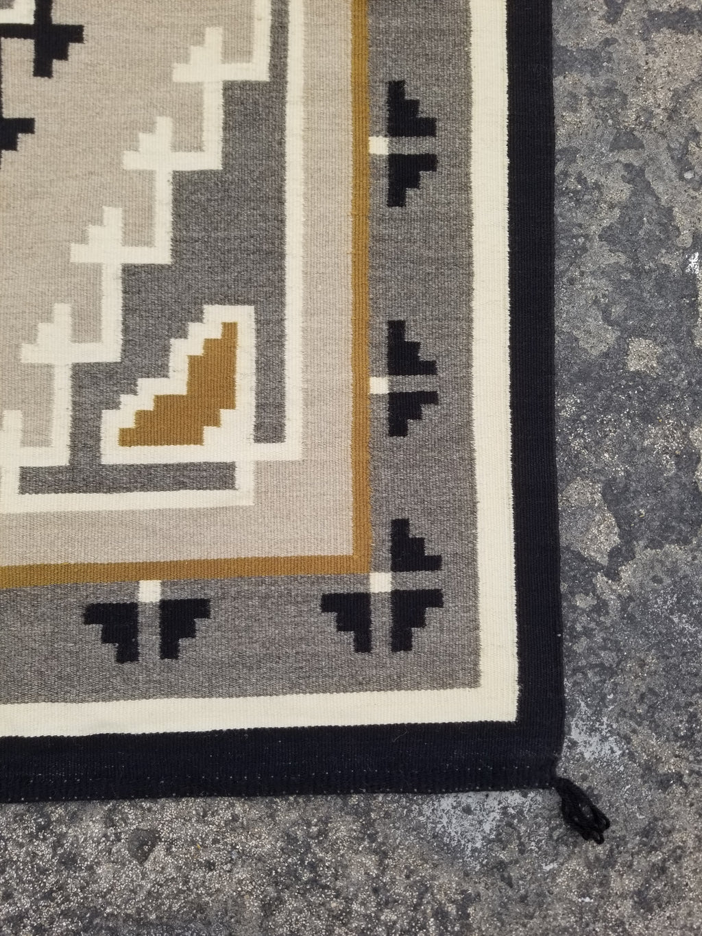 Antique Navajo Handwoven Native American Two Grey Hills Wool Rug 46x34in
