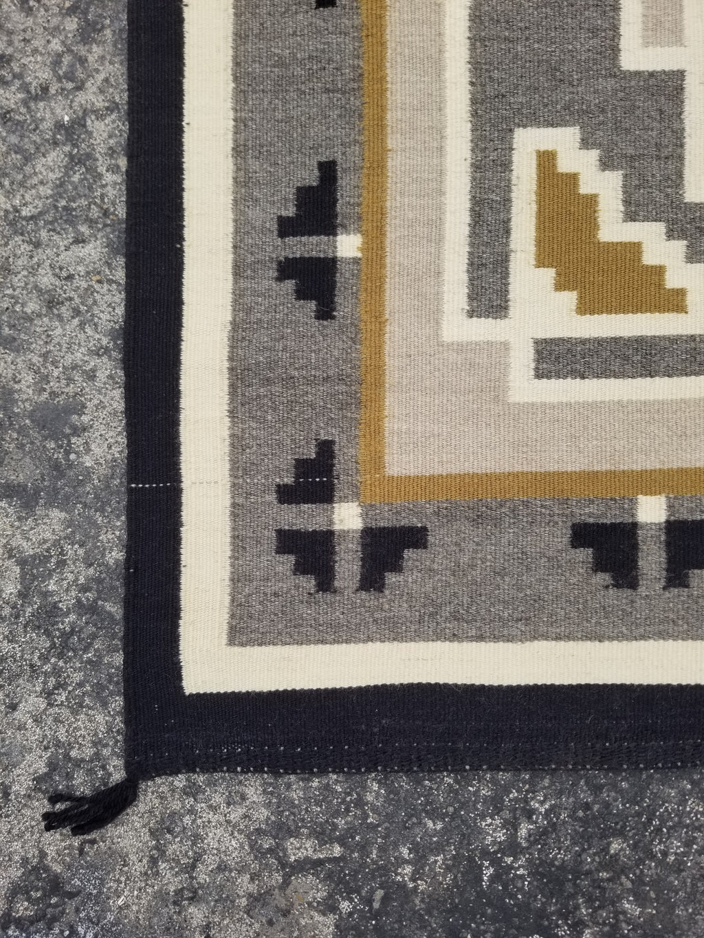 Antique Navajo Handwoven Native American Two Grey Hills Wool Rug 46x34in