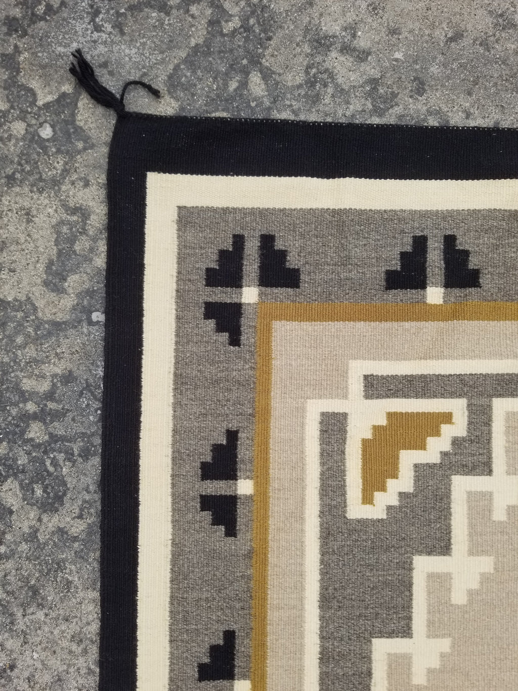 Antique Navajo Handwoven Native American Two Grey Hills Wool Rug 46x34in