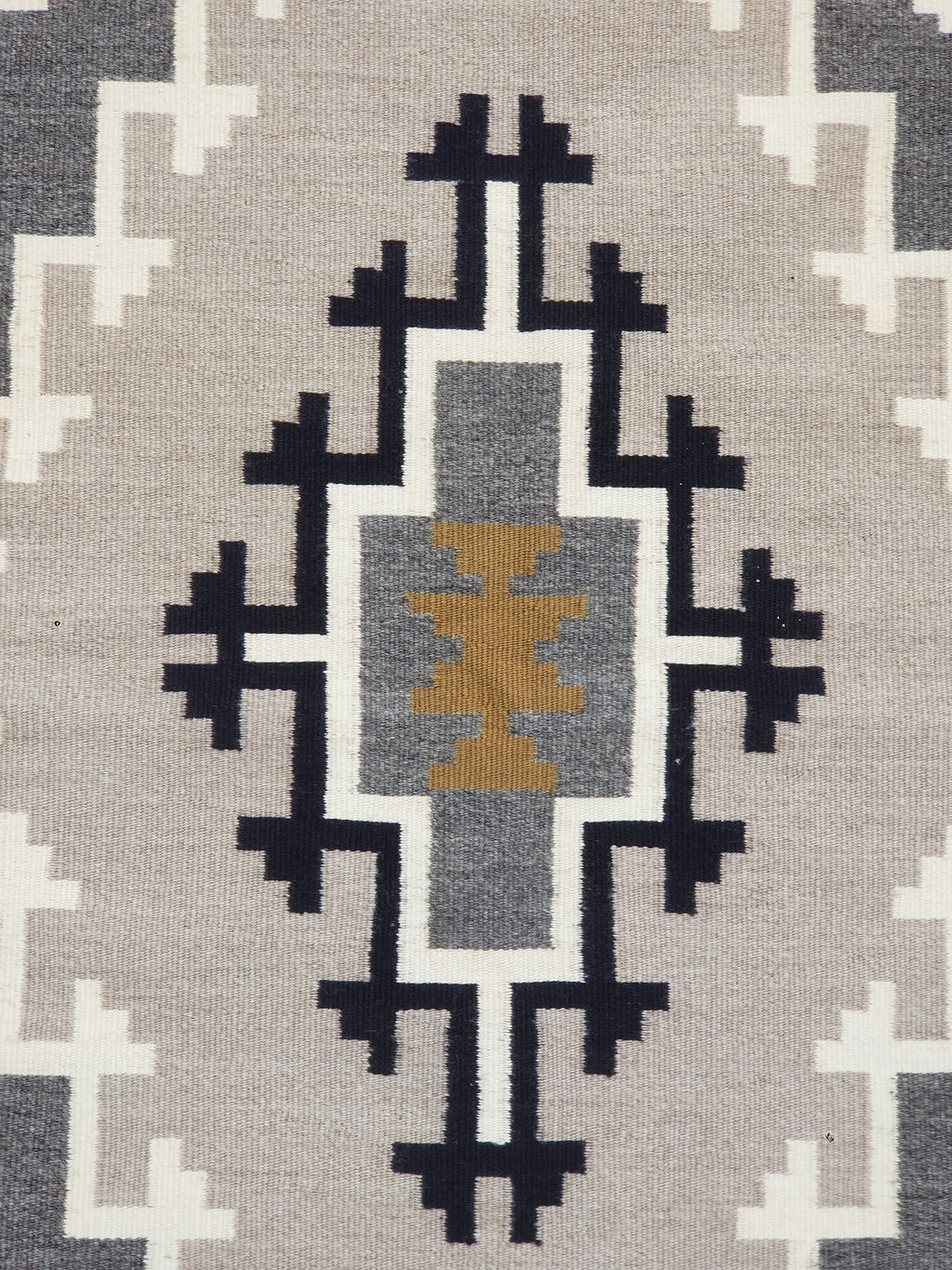 Antique Navajo Handwoven Native American Two Grey Hills Wool Rug 46x34in