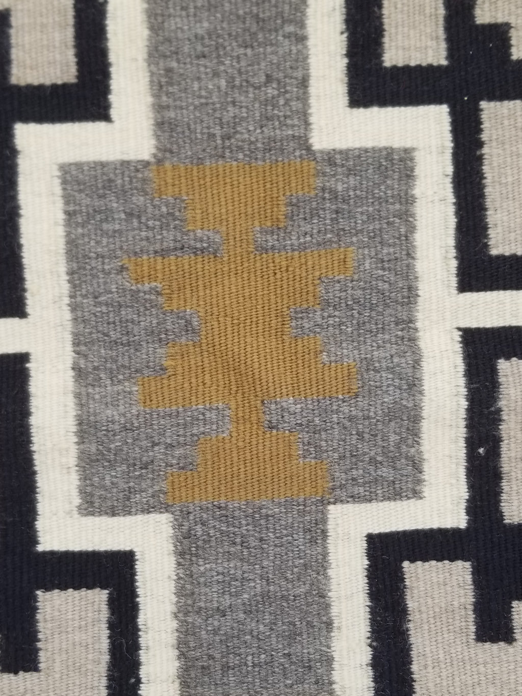 Antique Navajo Handwoven Native American Two Grey Hills Wool Rug 46x34in