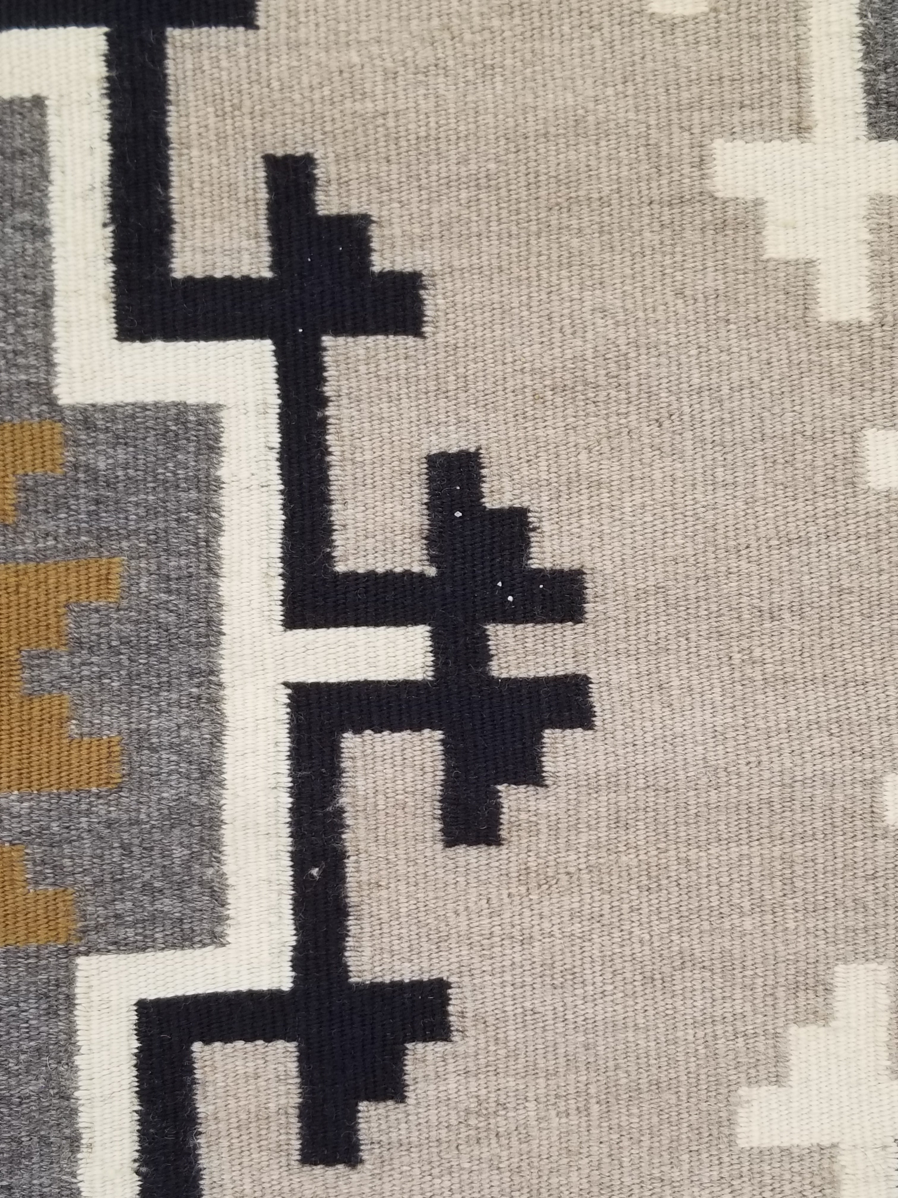Antique Navajo Handwoven Native American Two Grey Hills Wool Rug 46x34in