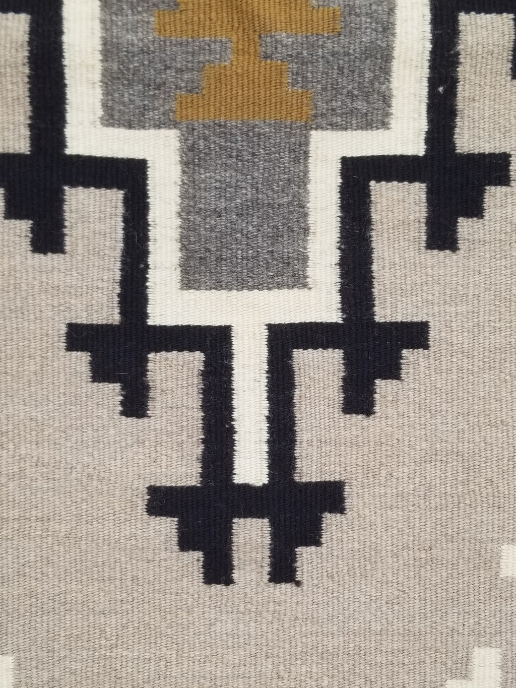 Antique Navajo Handwoven Native American Two Grey Hills Wool Rug 46x34in