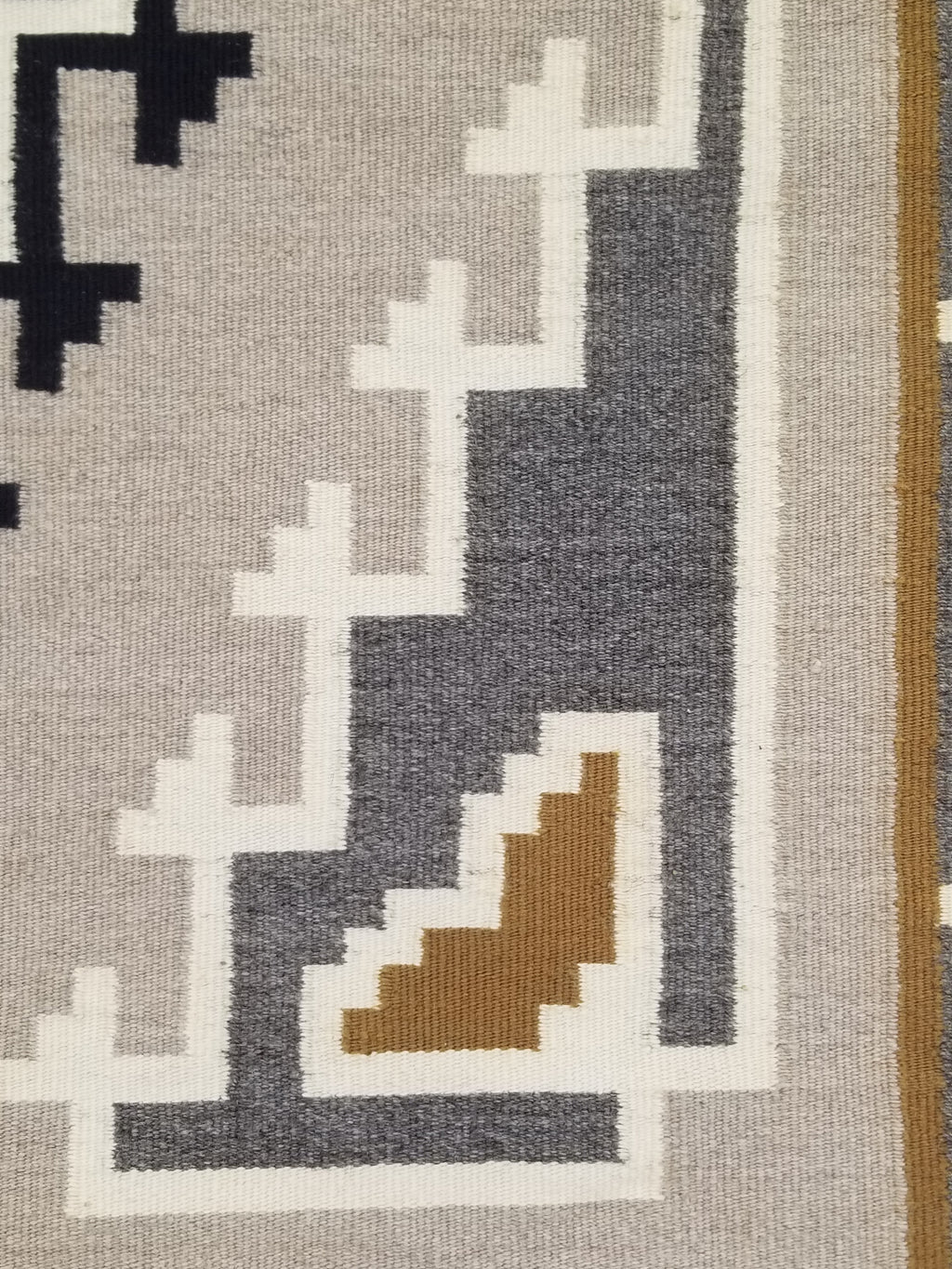 Antique Navajo Handwoven Native American Two Grey Hills Wool Rug 46x34in