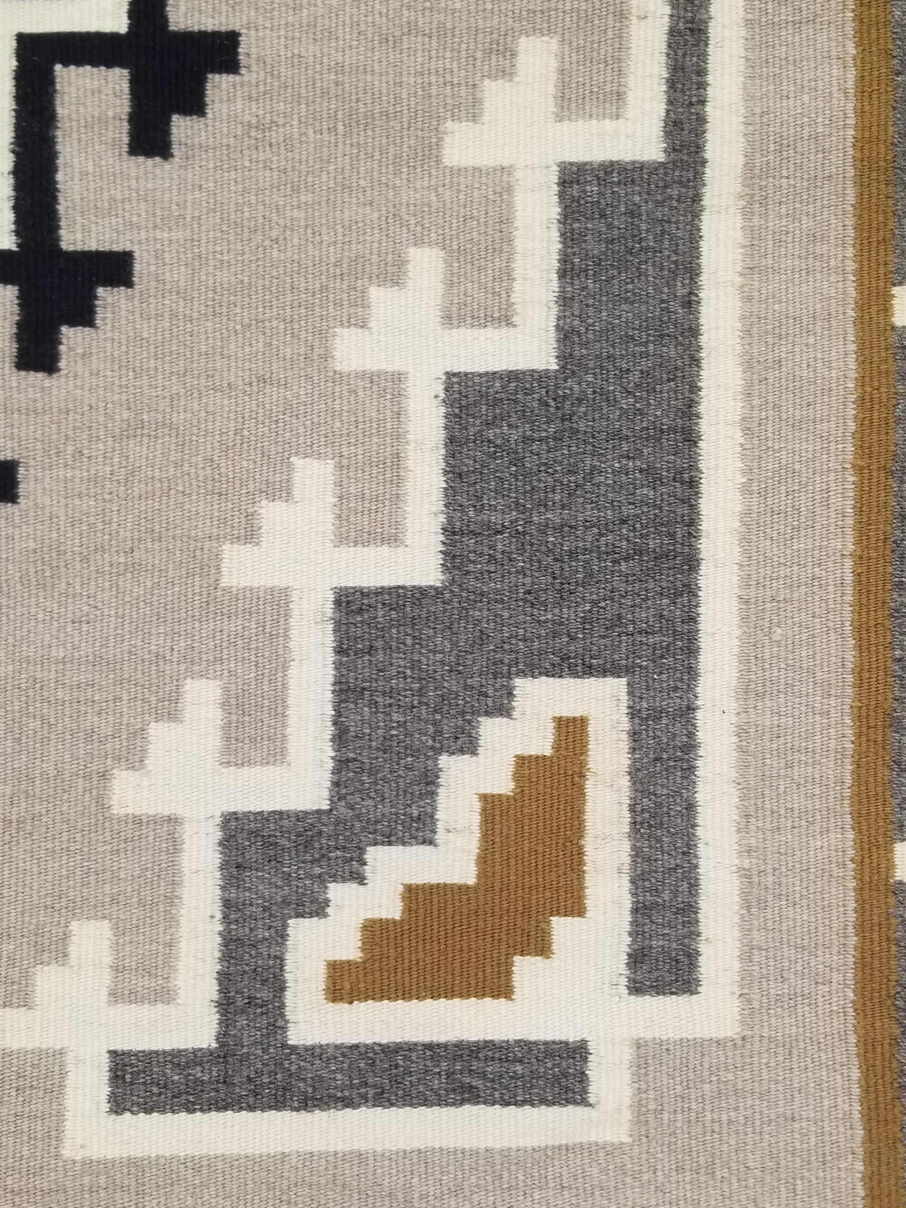 Antique Navajo Handwoven Native American Two Grey Hills Wool Rug 46x34in