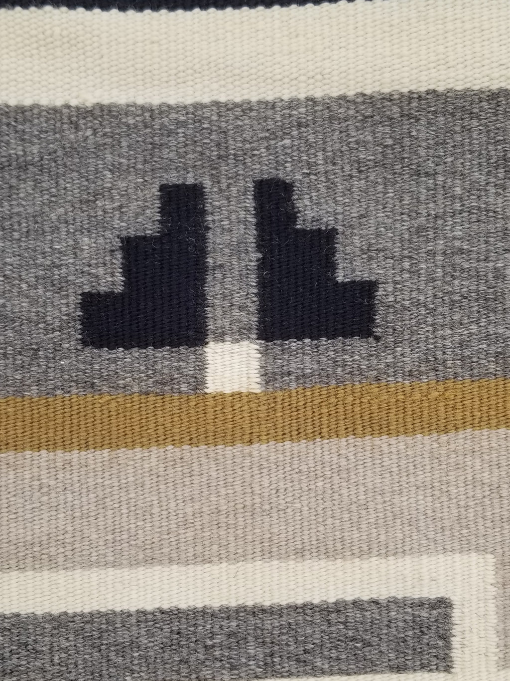 Antique Navajo Handwoven Native American Two Grey Hills Wool Rug 46x34in