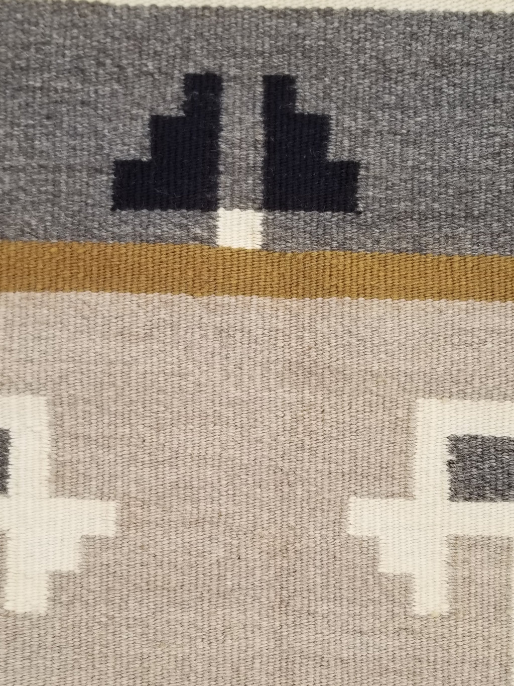 Antique Navajo Handwoven Native American Two Grey Hills Wool Rug 46x34in