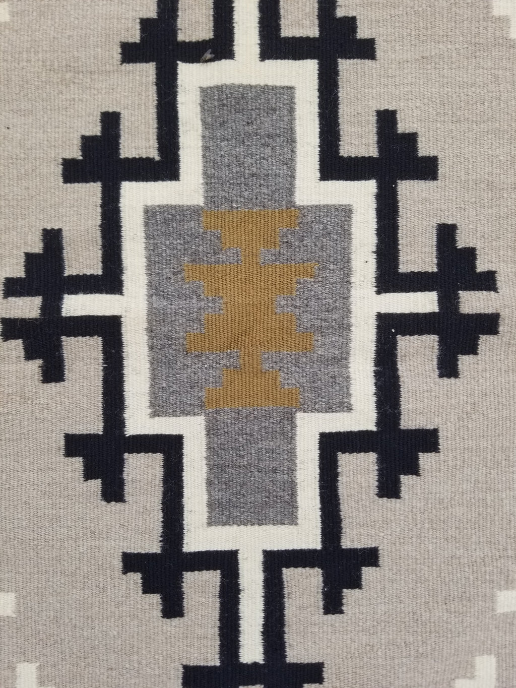Antique Navajo Handwoven Native American Two Grey Hills Wool Rug 46x34in
