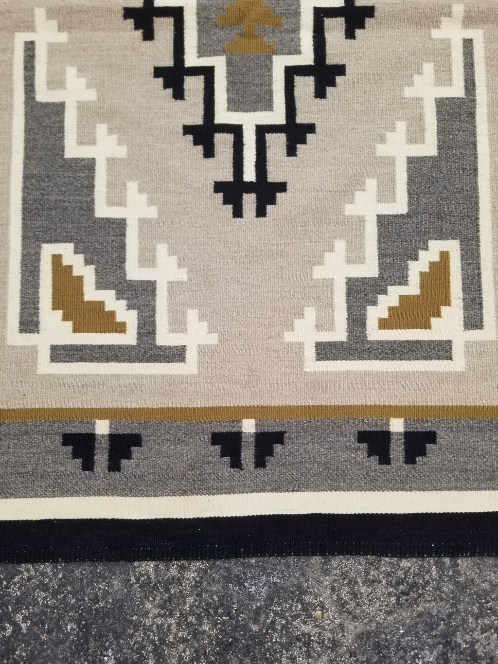 Antique Navajo Handwoven Native American Two Grey Hills Wool Rug 46x34in