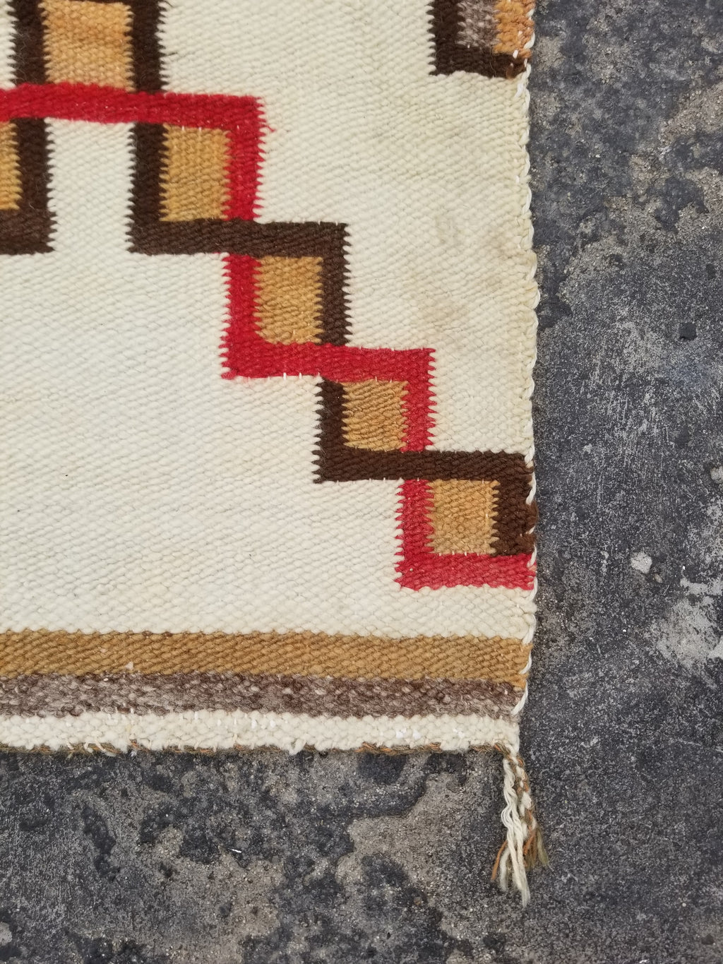 Antique Navajo Handwoven Native American Geometric Pattern Wool Rug 32x14in