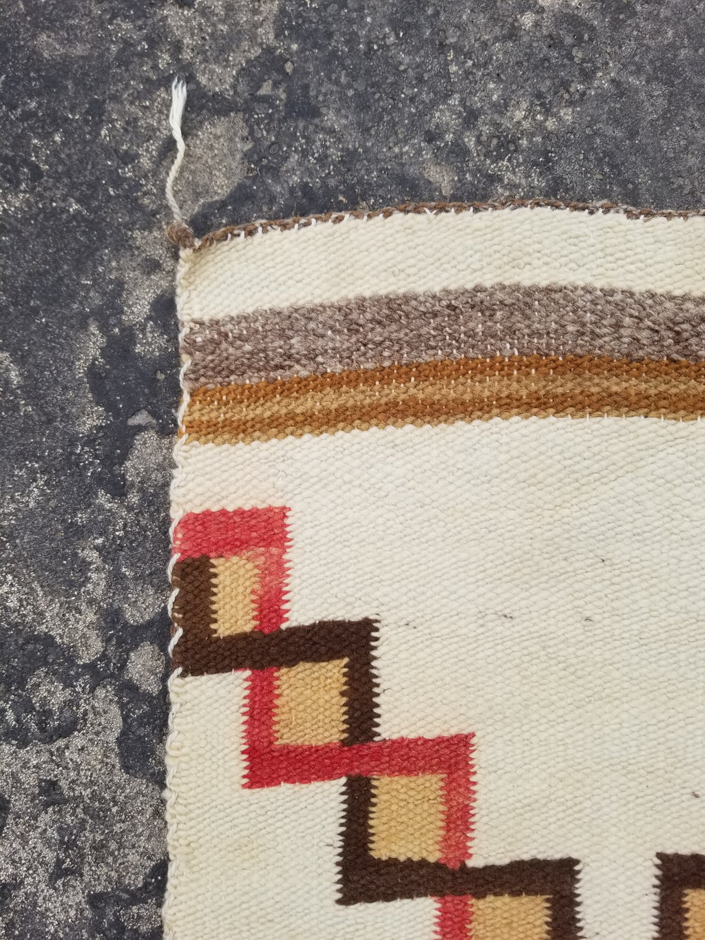 Antique Navajo Handwoven Native American Geometric Pattern Wool Rug 32x14in