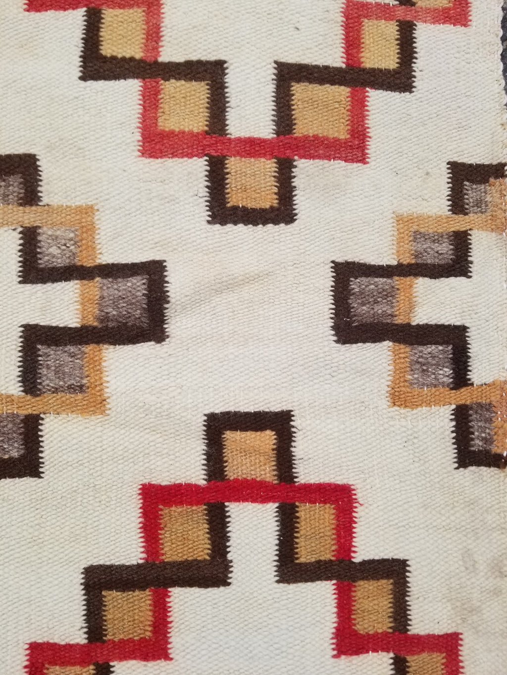 Antique Navajo Handwoven Native American Geometric Pattern Wool Rug 32x14in