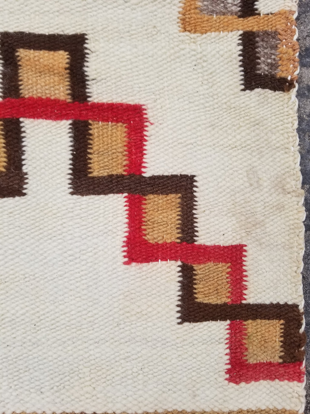 Antique Navajo Handwoven Native American Geometric Pattern Wool Rug 32x14in