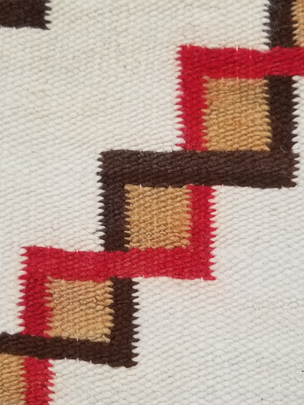 Antique Navajo Handwoven Native American Geometric Pattern Wool Rug 32x14in